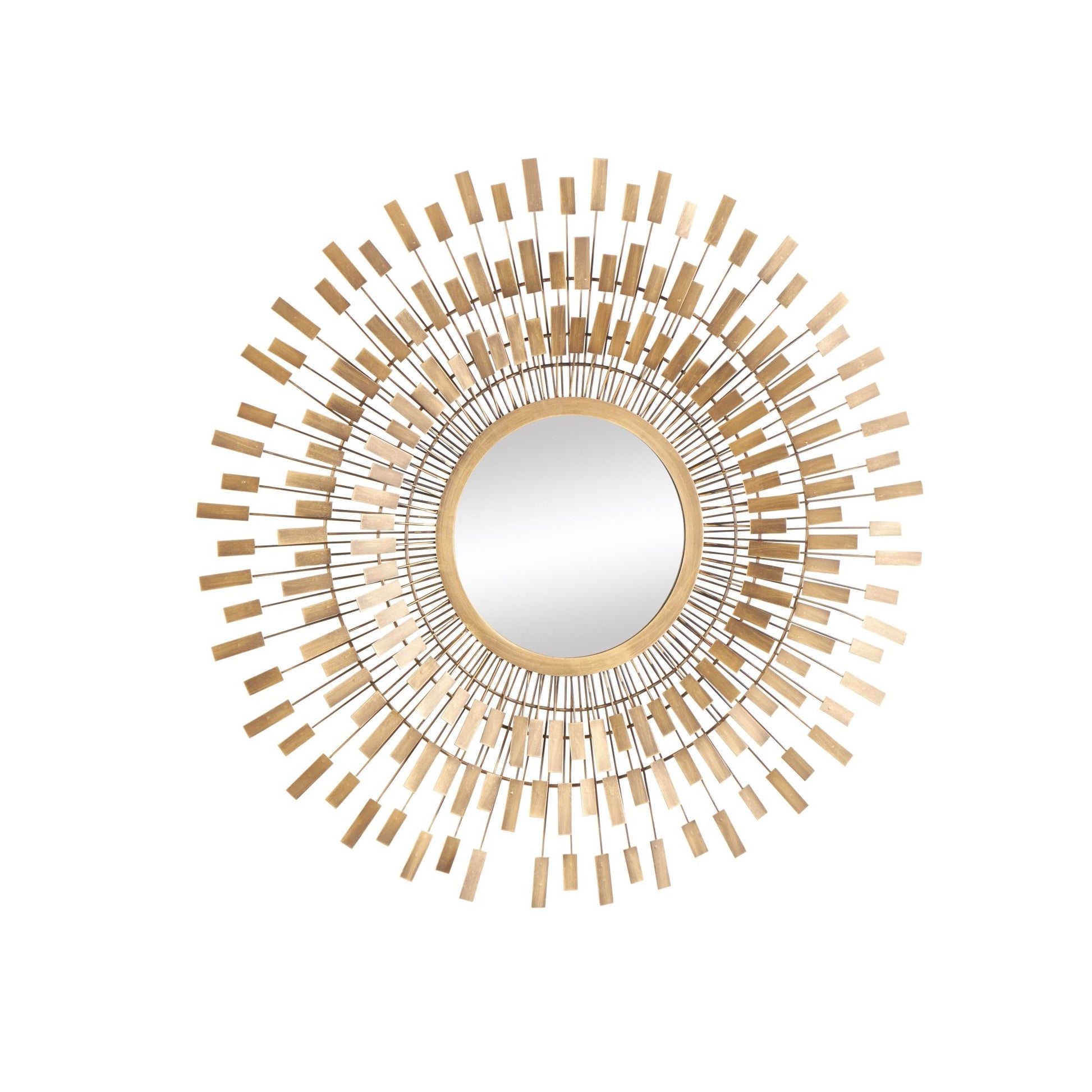 Starburst Gold Metal Wire Room Wall Mirror with Rectangular Tiles
