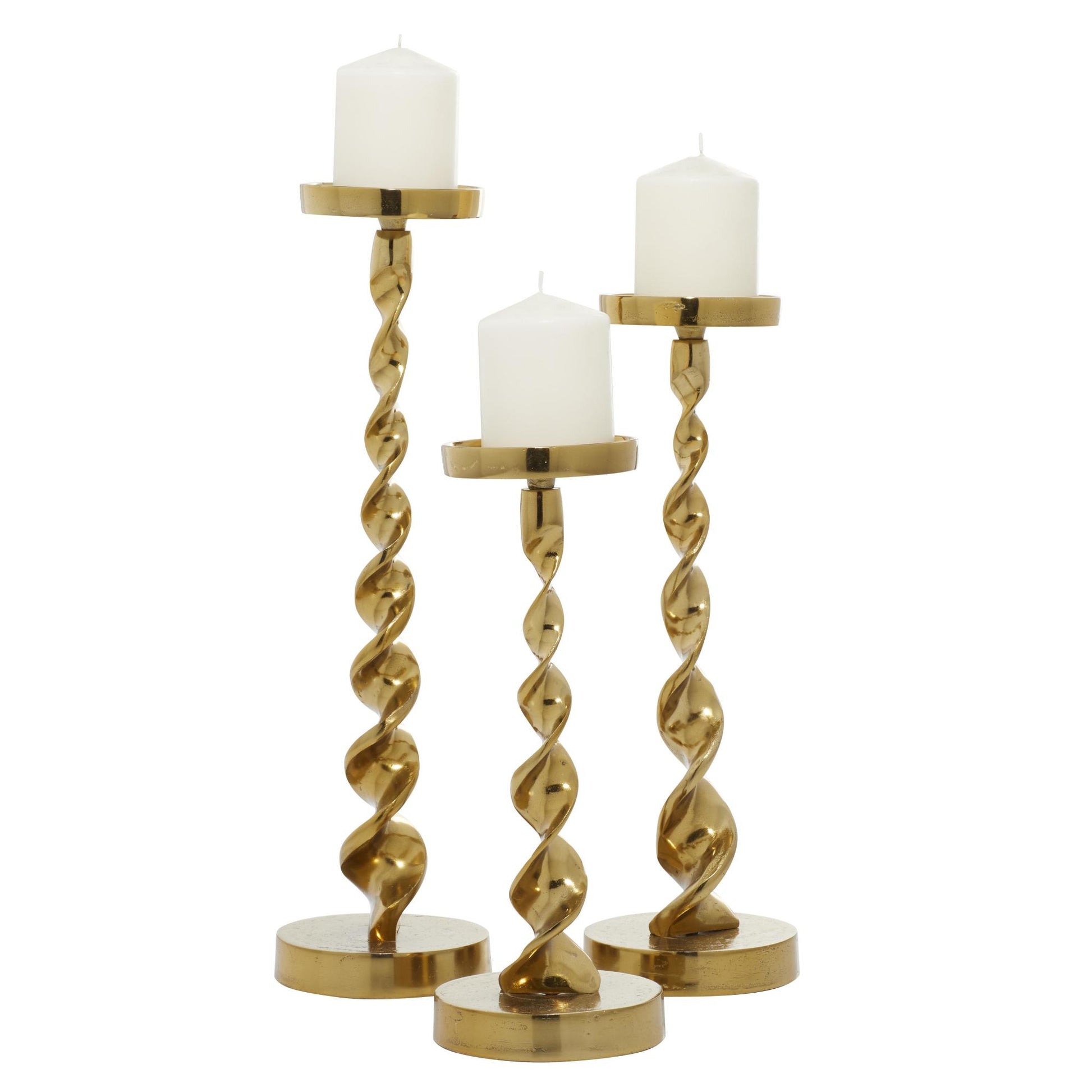 Set of 3 Aluminum Metal Decorative Candle Holder Set of 3 19", 16", 13"H