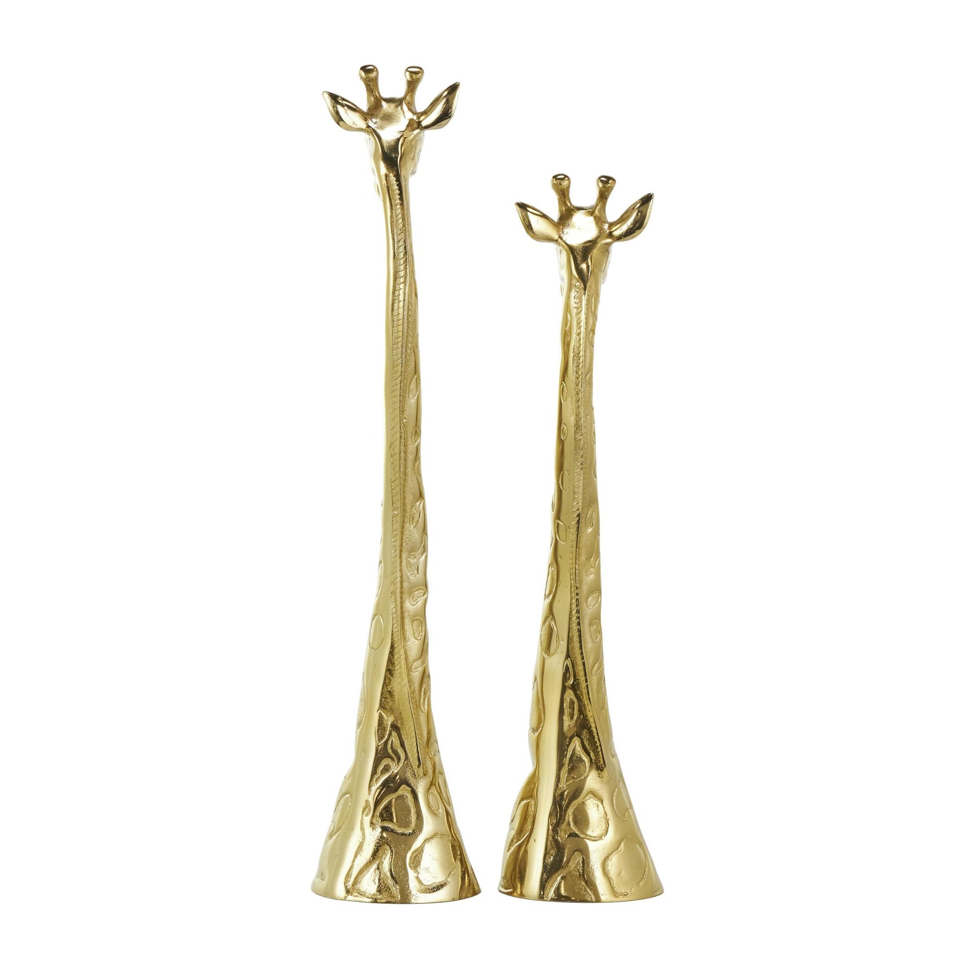 Set of 2 Giraffe Gold Aluminum Metal Decorative Sculpture