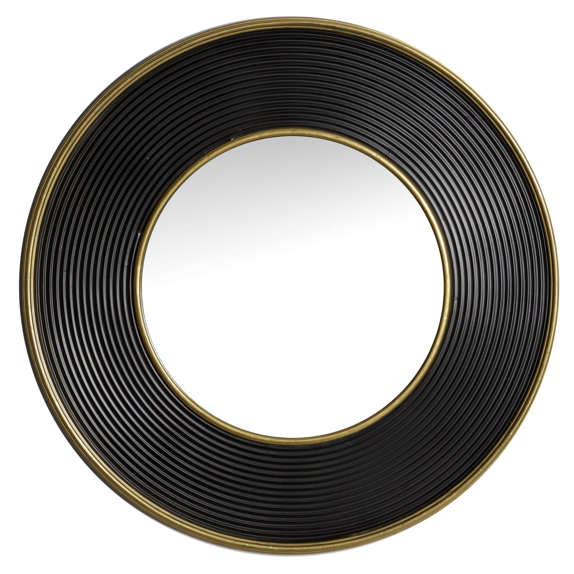 CosmoLiving by Cosmopolitan Black Metal Ribbed Room Wall Mirror with Gold Edges
