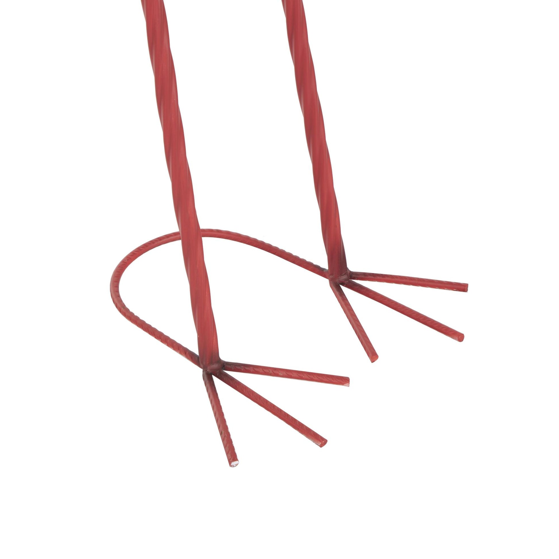 Set of 2 Crane White Metal Tall Decorative Garden Sculpture with Brown Speckled Texture and Red Accents