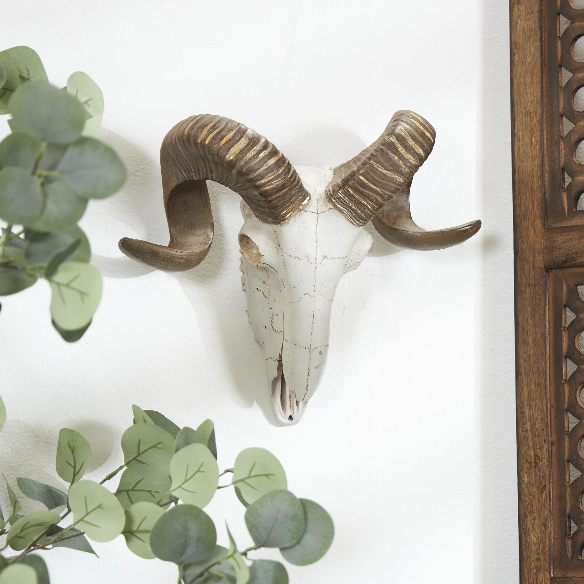 Sheep White Polystone Skull Home Wall Decor