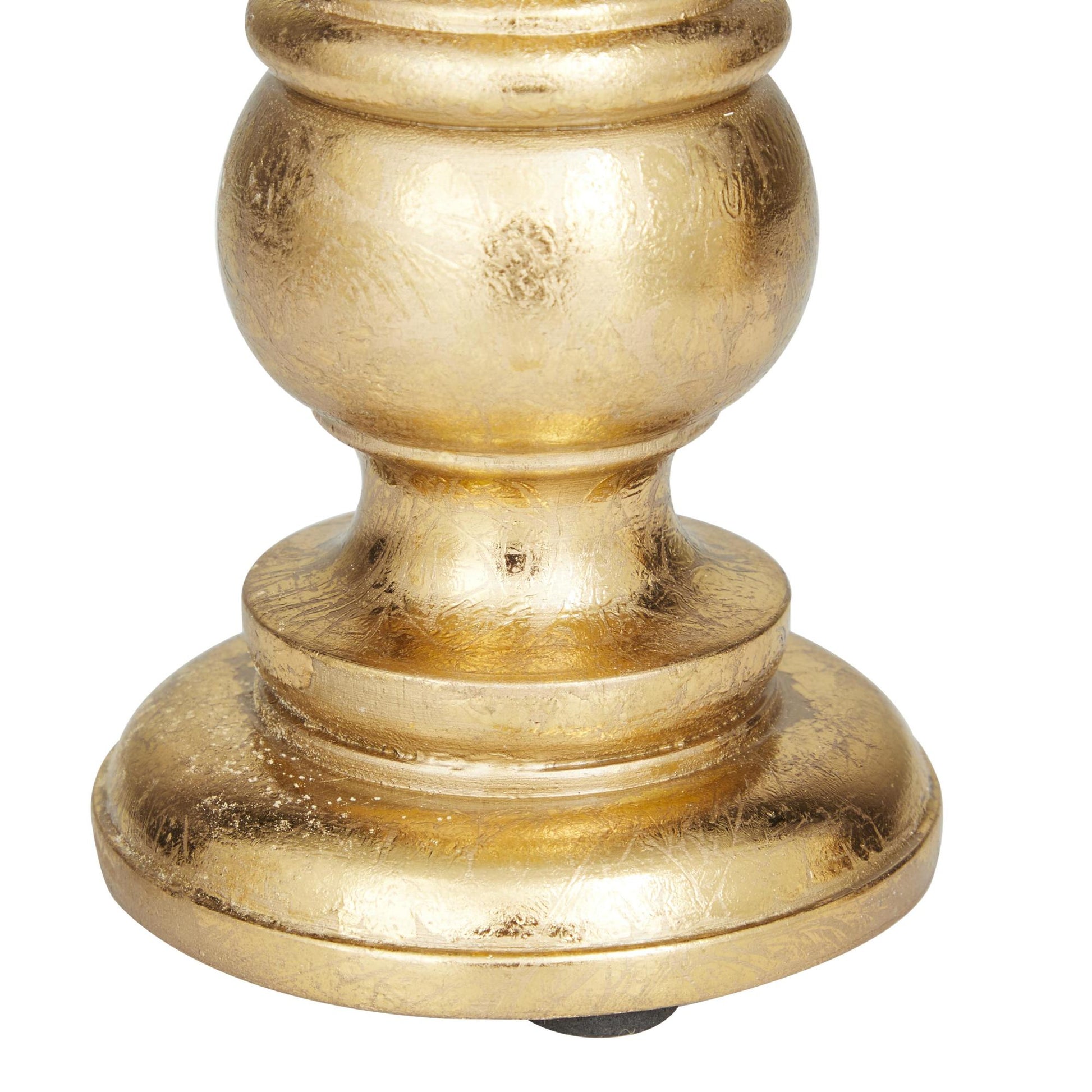 Set of 3 Mango Wood Distressed Turned Pillar Decorative Candle Holder