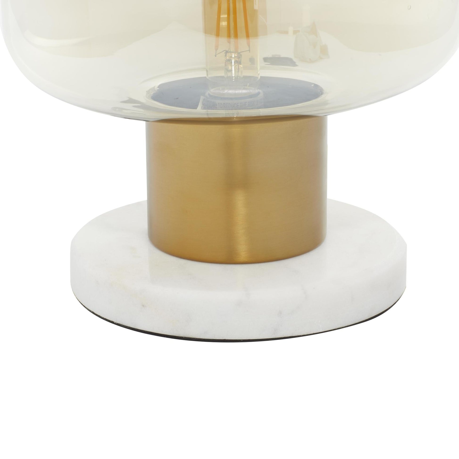 Gold Metal Room Table Lamp with Clear Dome Shaped Shade and Marble Base