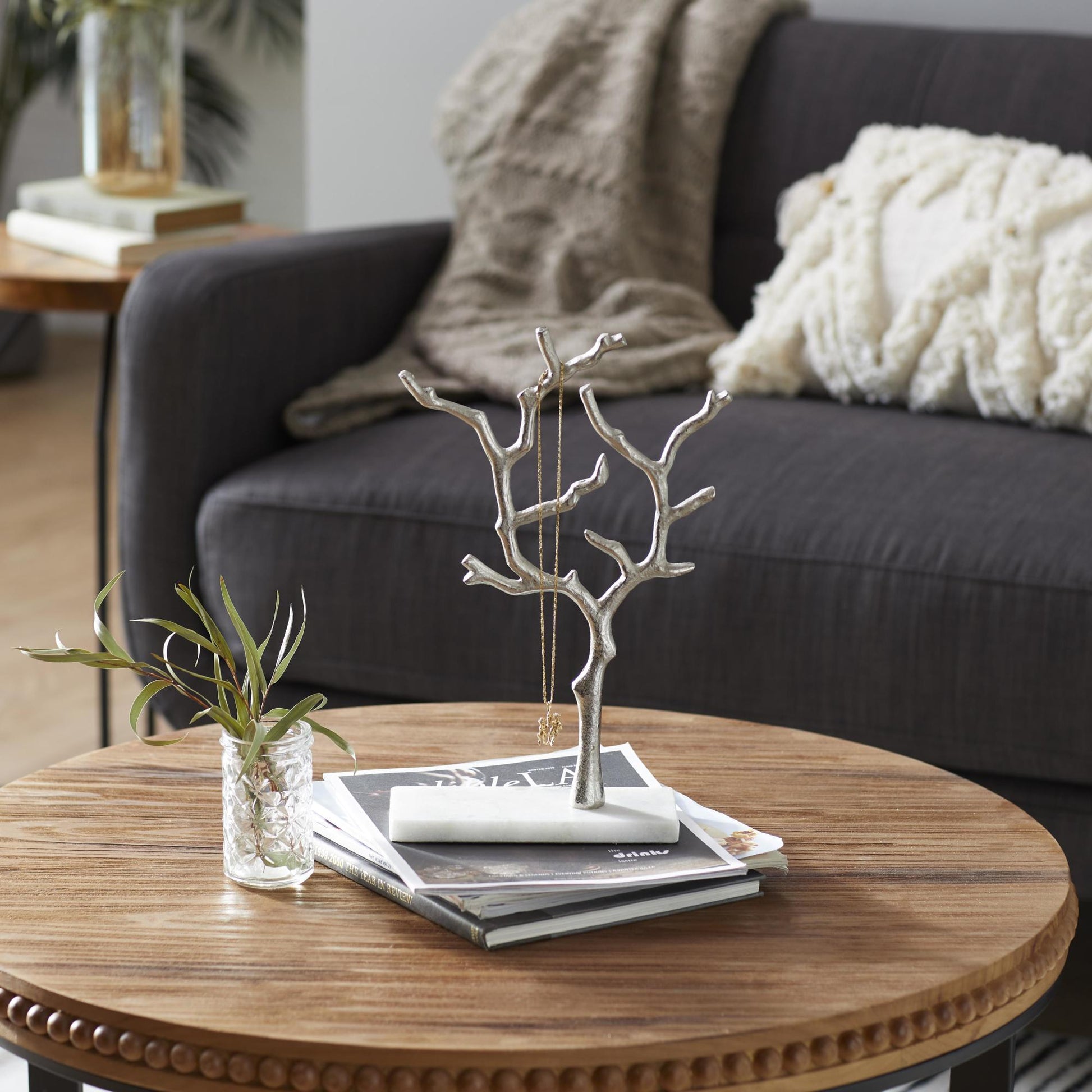 Tree Marble Display Jewelry Stand with Rectangular Base