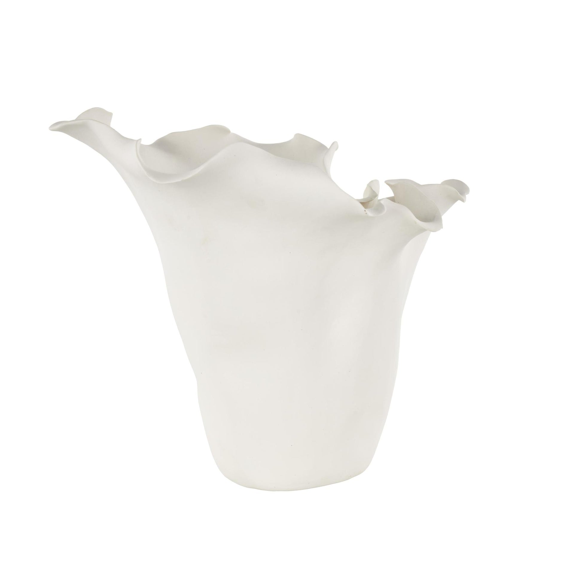 Abstract Ceramic Floral Inspired Decorative Vase with Wavy Folded Rim