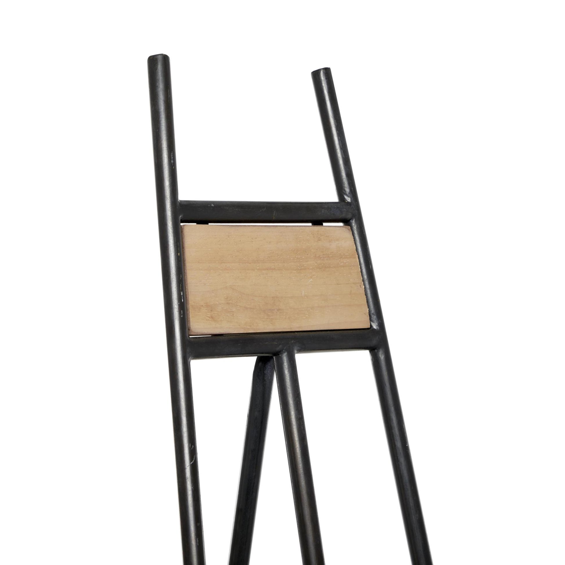 Black Metal Tall Adjustable 3 Tier Display Easel with Chain Support and Wood Accents