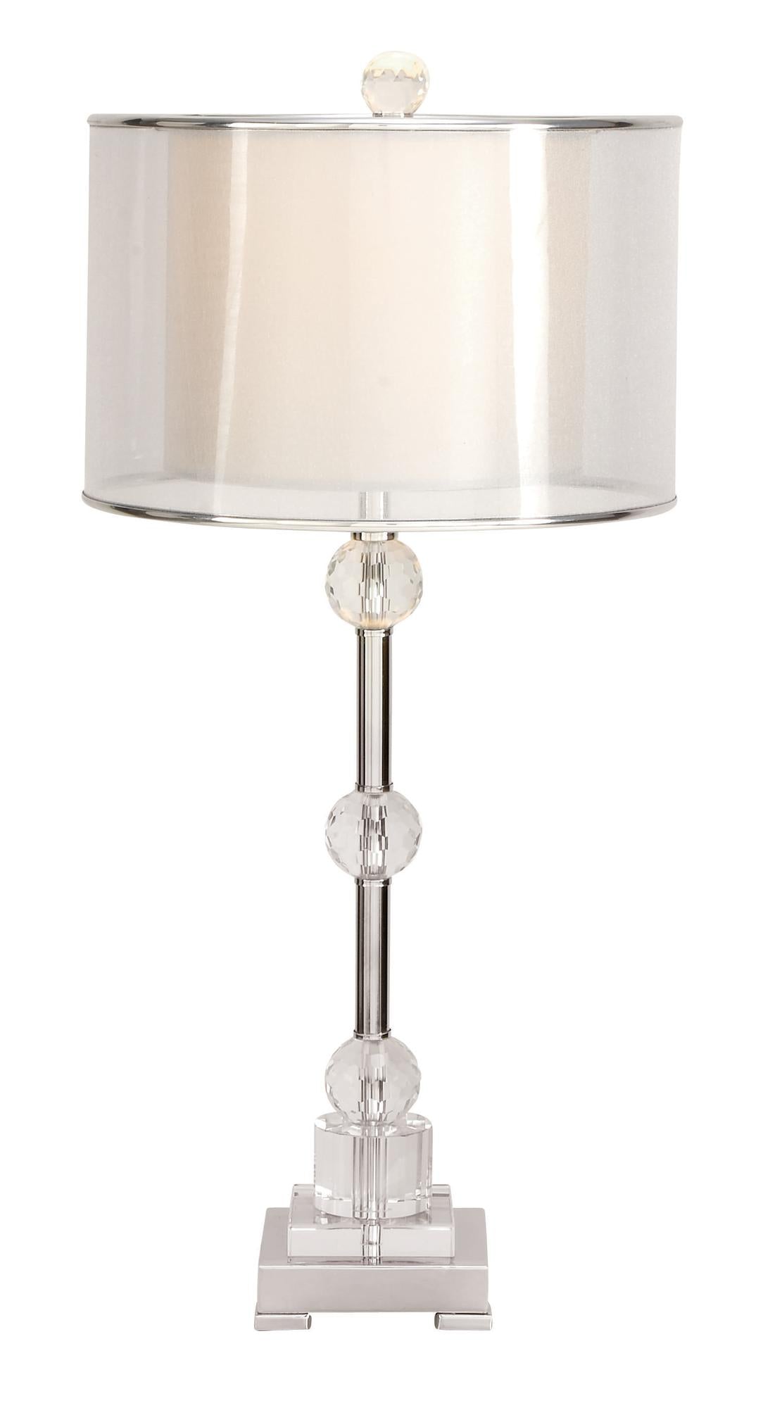 Silver Glass Room Table Lamp with Crystal Embellishments