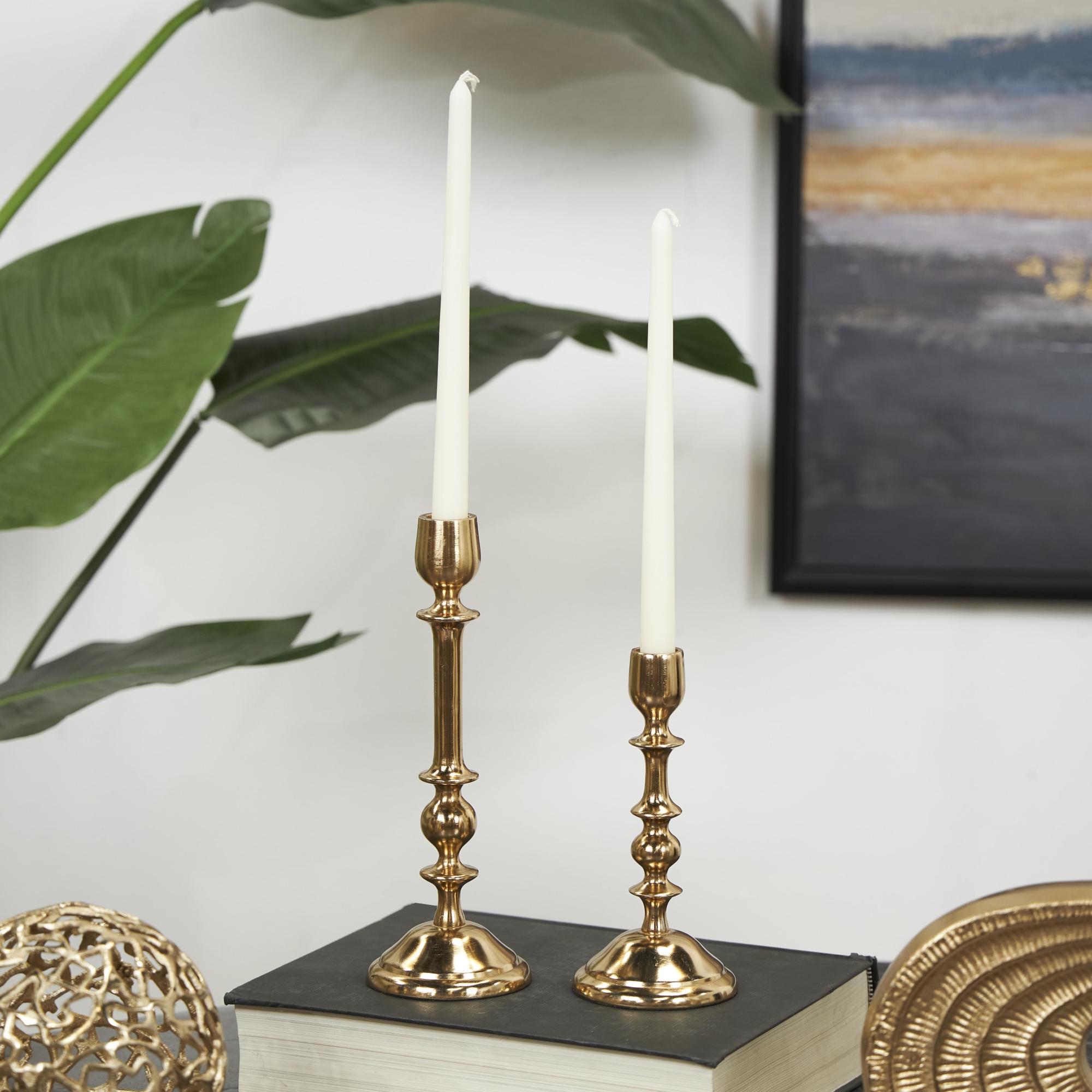 Set of 2 Aluminum Metal Decorative Candle Holder