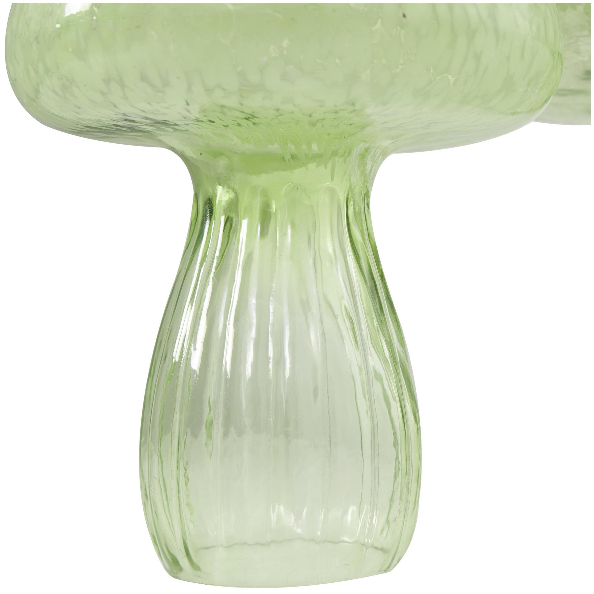Set of 3 Mushroom Green Glass Textured Decorative Sculpture
