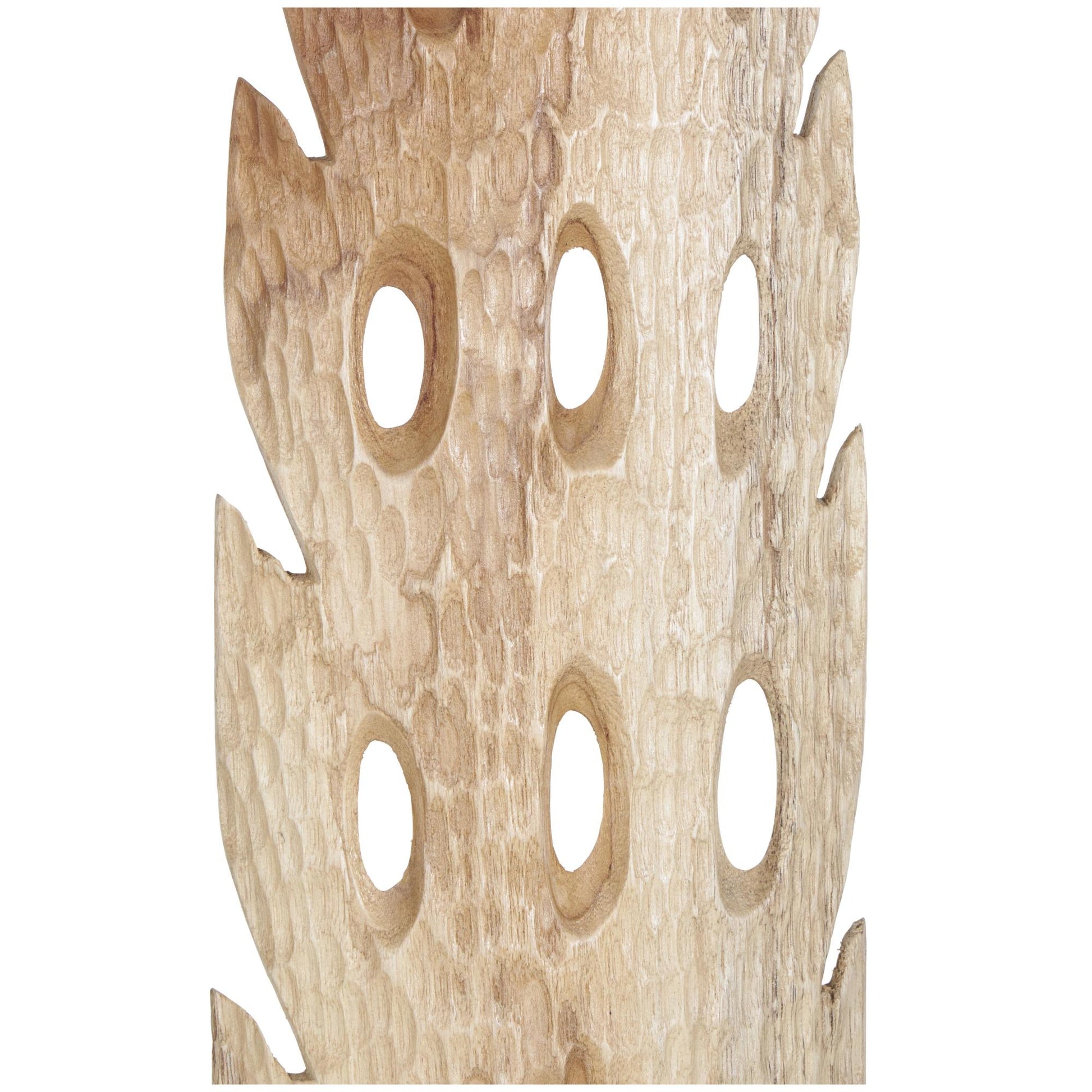 Abstract Brown Teak Wood Handmade Tall Floor Cutout Post Decorative Sculpture with Live Edge Base