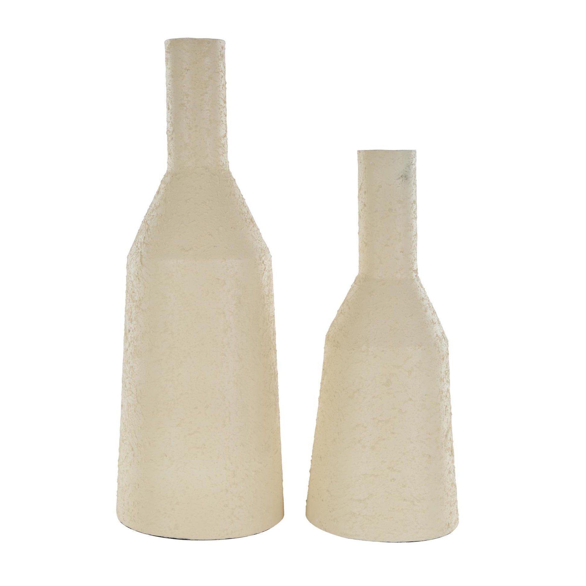 Set of 2 Metal Minimalistic Distressed Textured Decorative Vase Set of 2 18", 14"H