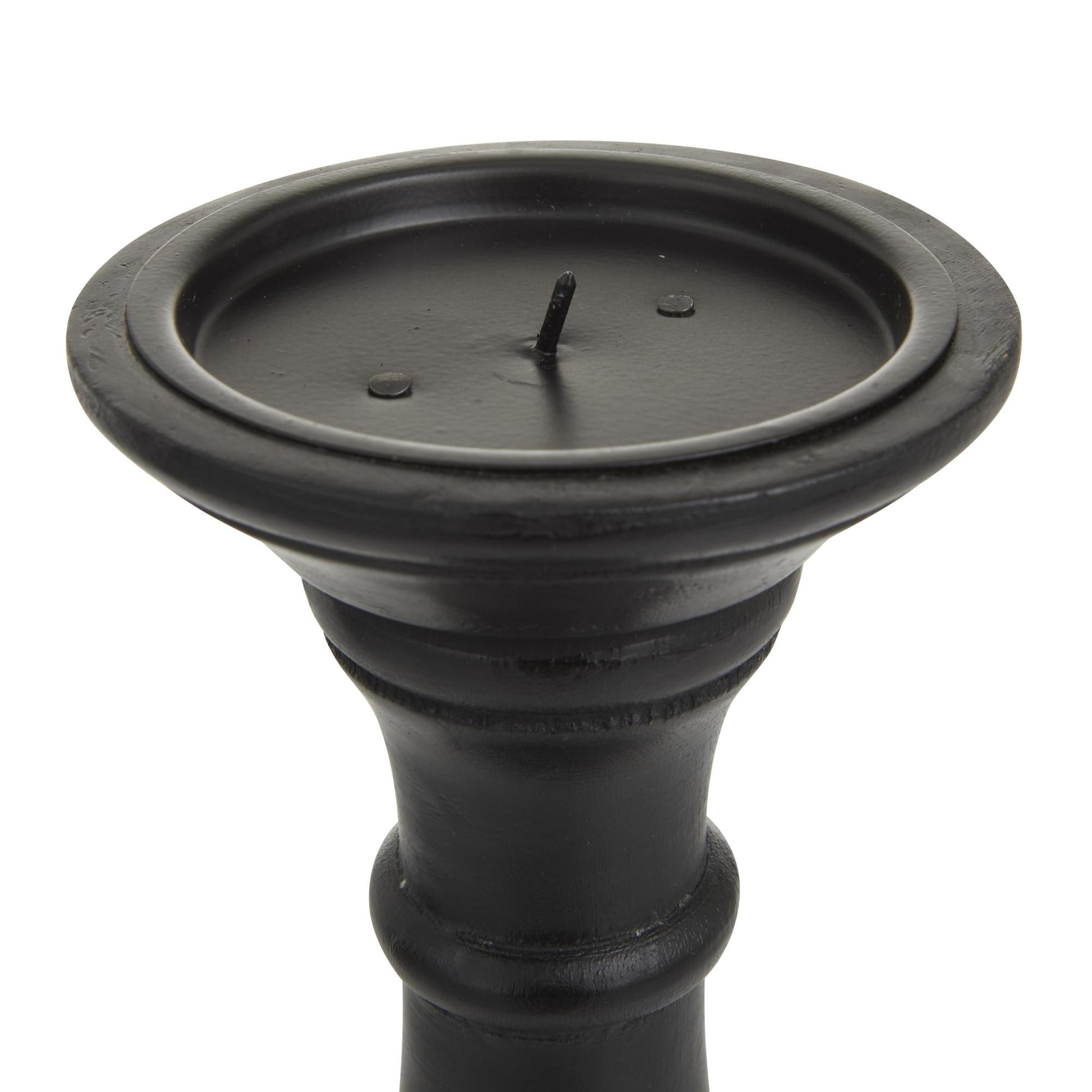 Set of 3 Mango Wood Turned Style Pillar Decorative Candle Holder