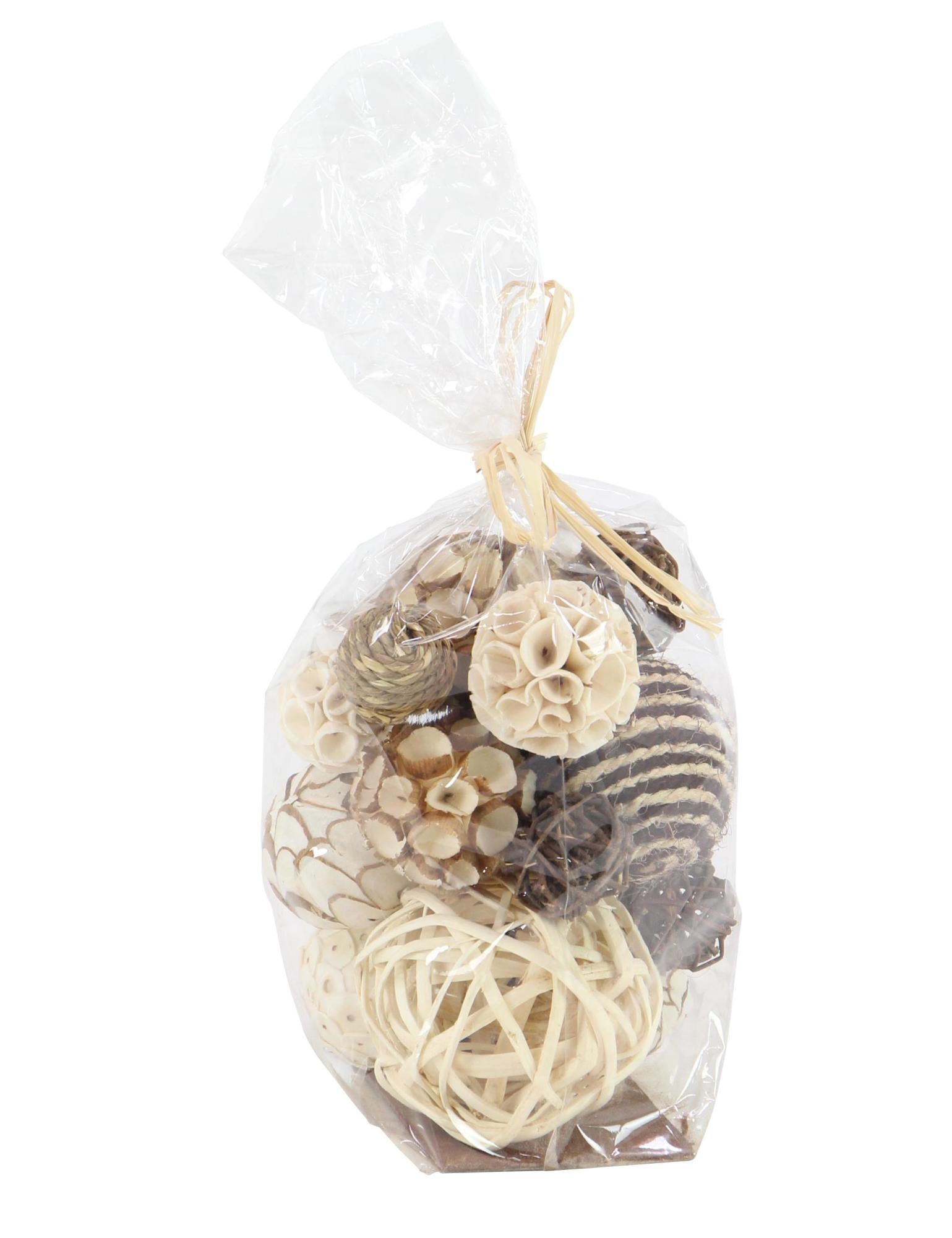 Set of 3 Gray Dried Plant Handmade Decorative Orbs & Vase Filler with Varying Designs