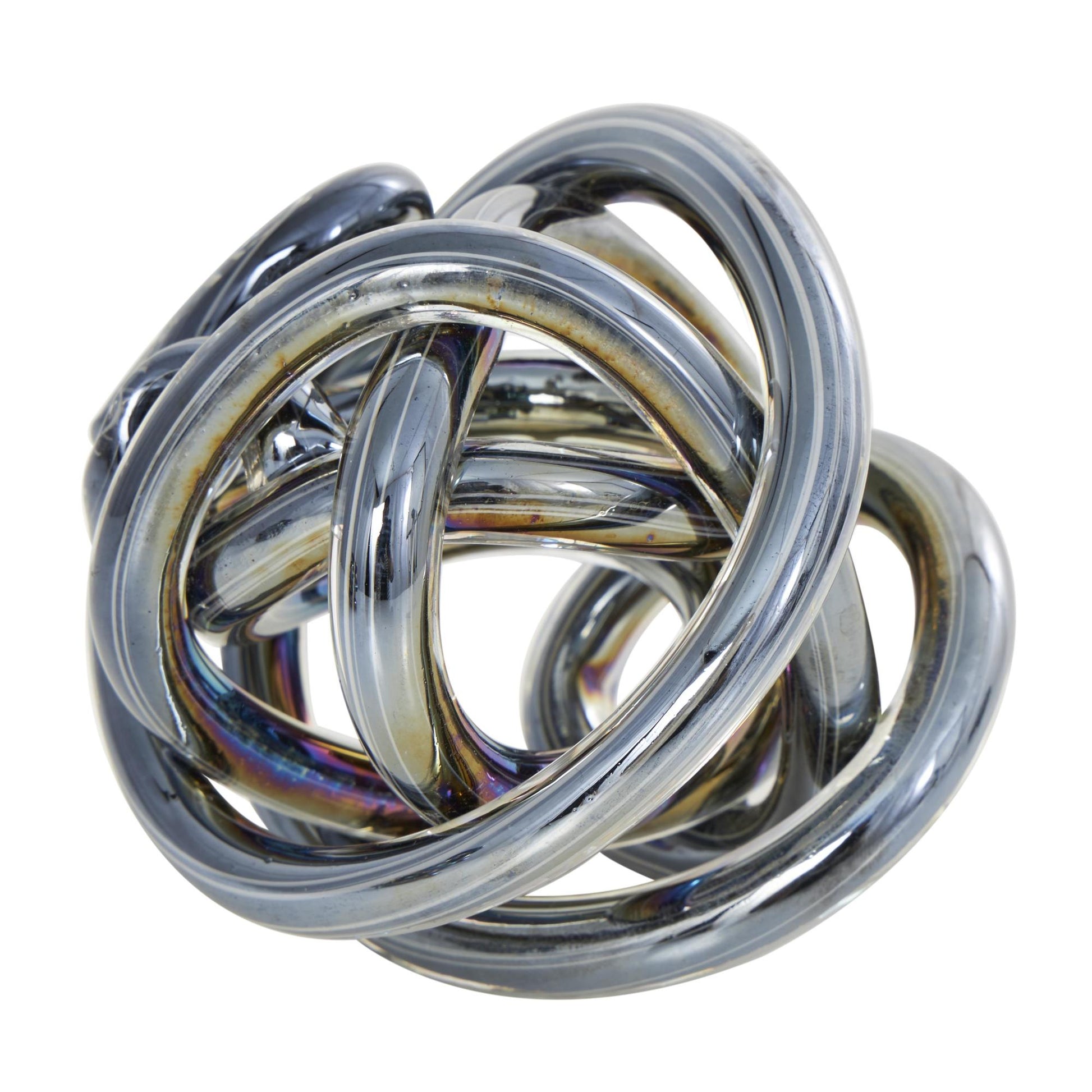 Set of 3 Knot Glass Handmade Knotted Ball Decorative Sculpture