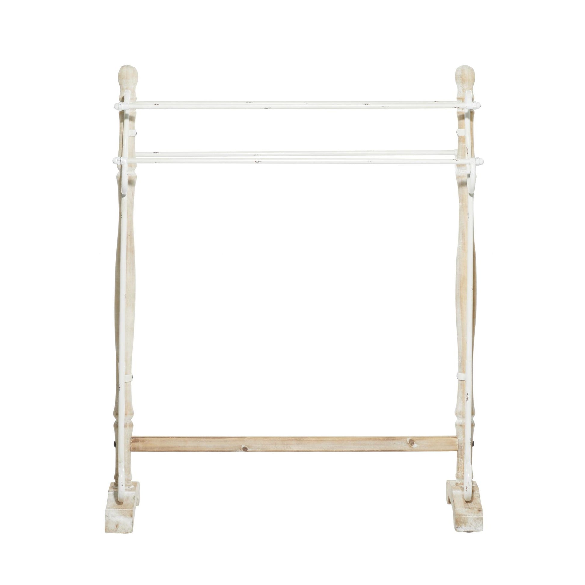 Scroll Light Brown Wood 4 Shelf Closet Quilt Rack