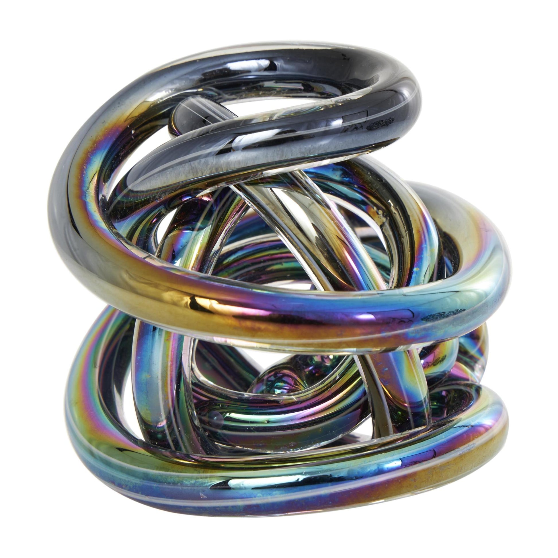 Set of 3 Knot Glass Handmade Knotted Ball Decorative Sculpture
