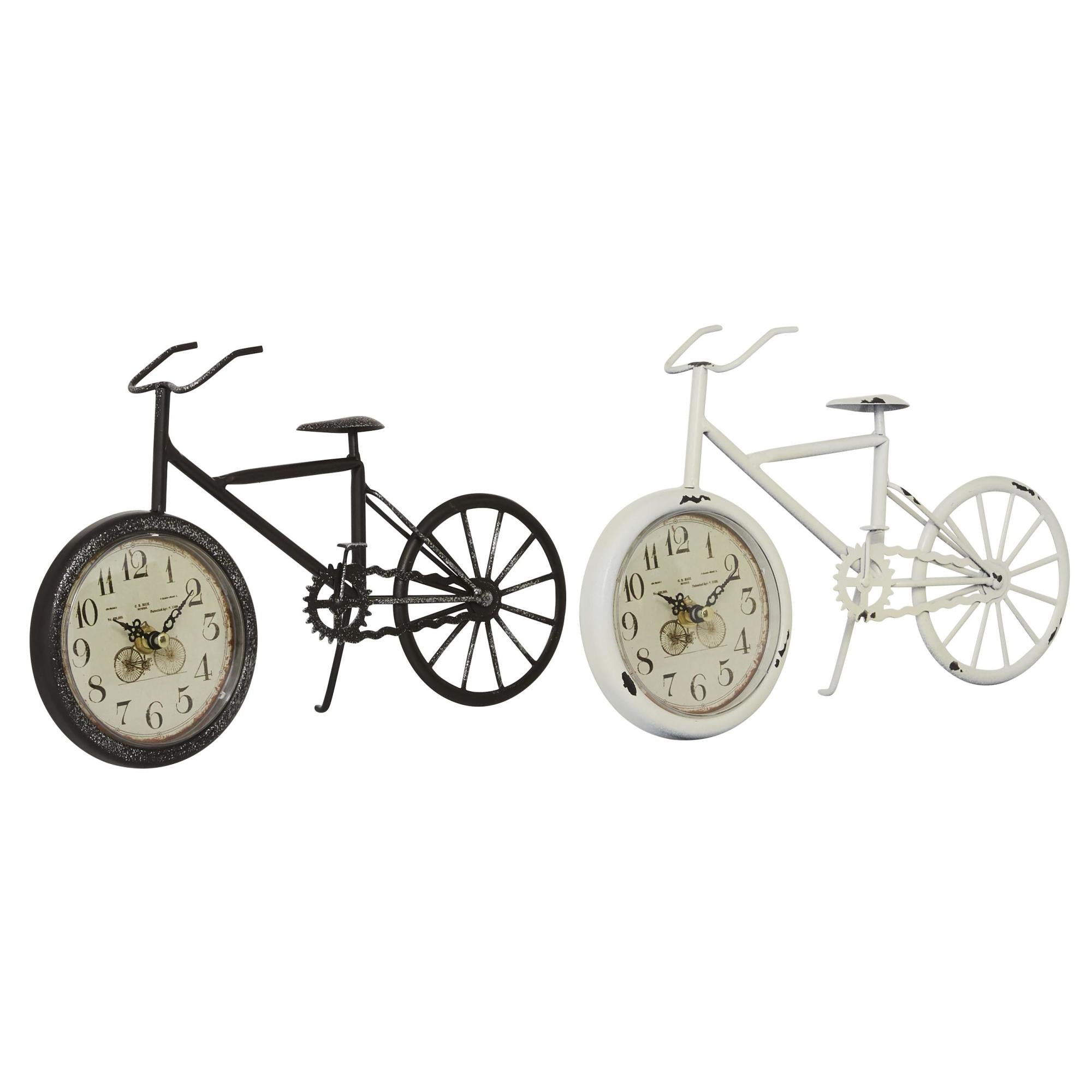 Set of 2 Bike Multi Colored Metal Decorative Clock