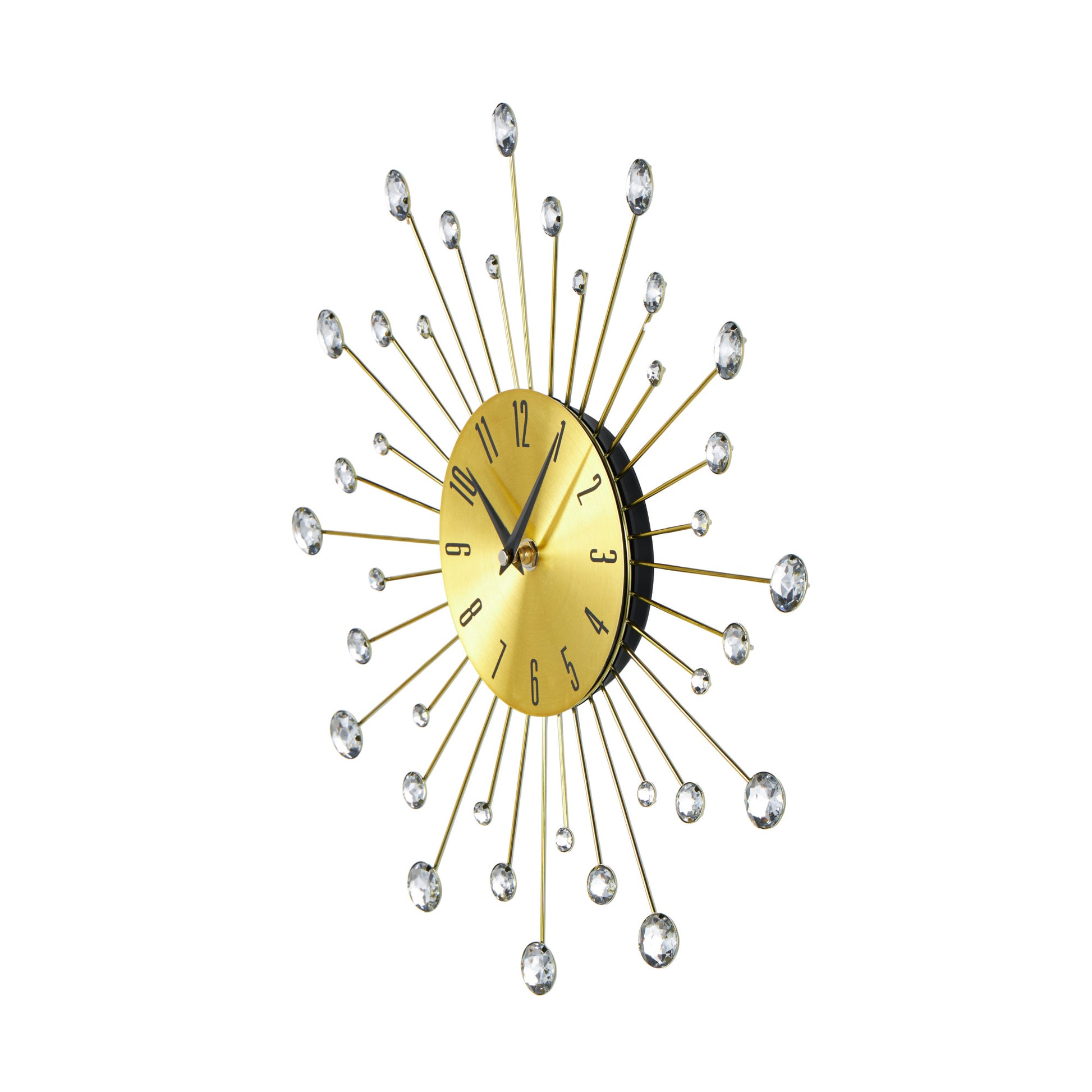 Starburst Metal Decorative Wall Clock with Crystal Accents 14" x 1" x 14"