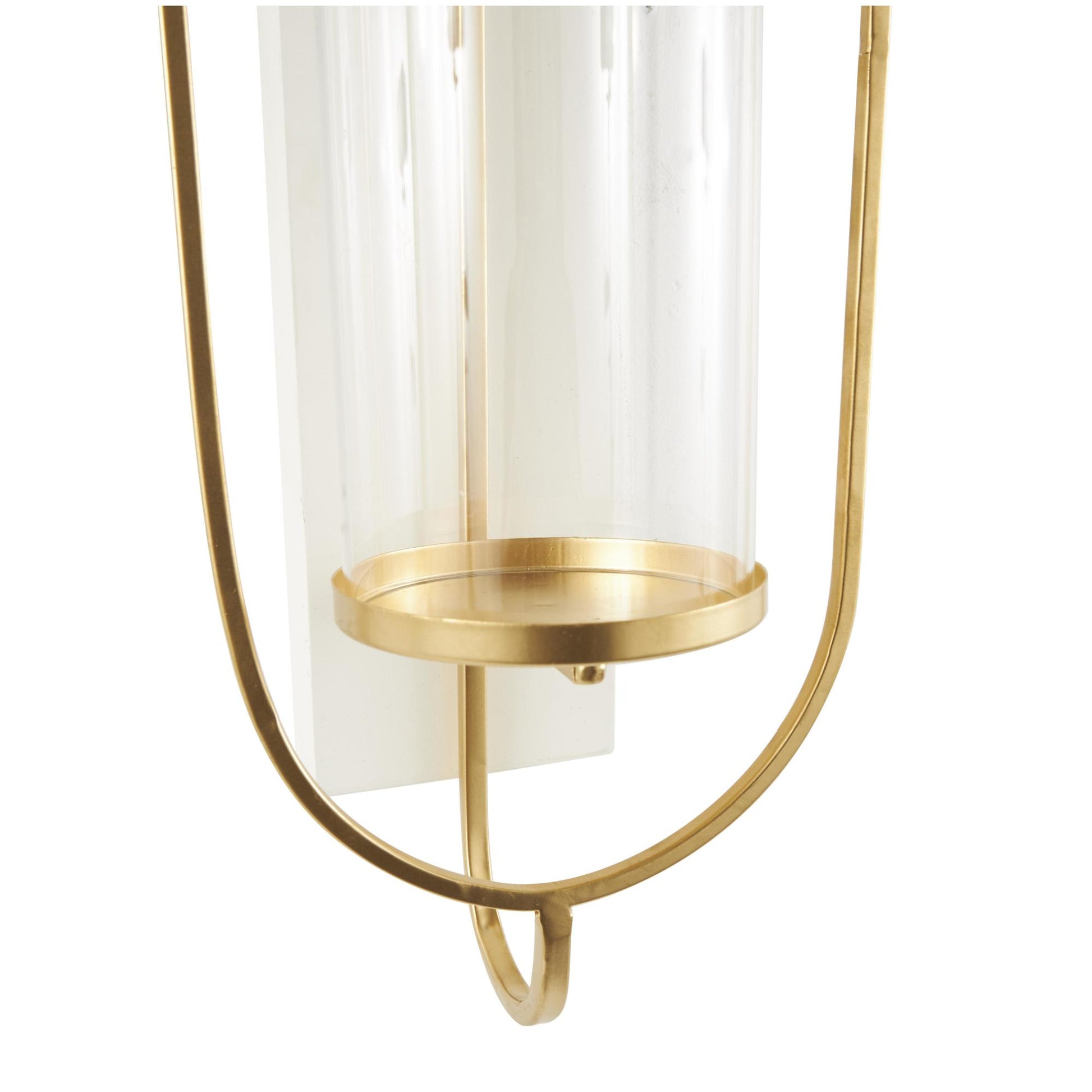 Gold Metal Oval Indoor Outdoor Wall Sconce with White Wood Backing
