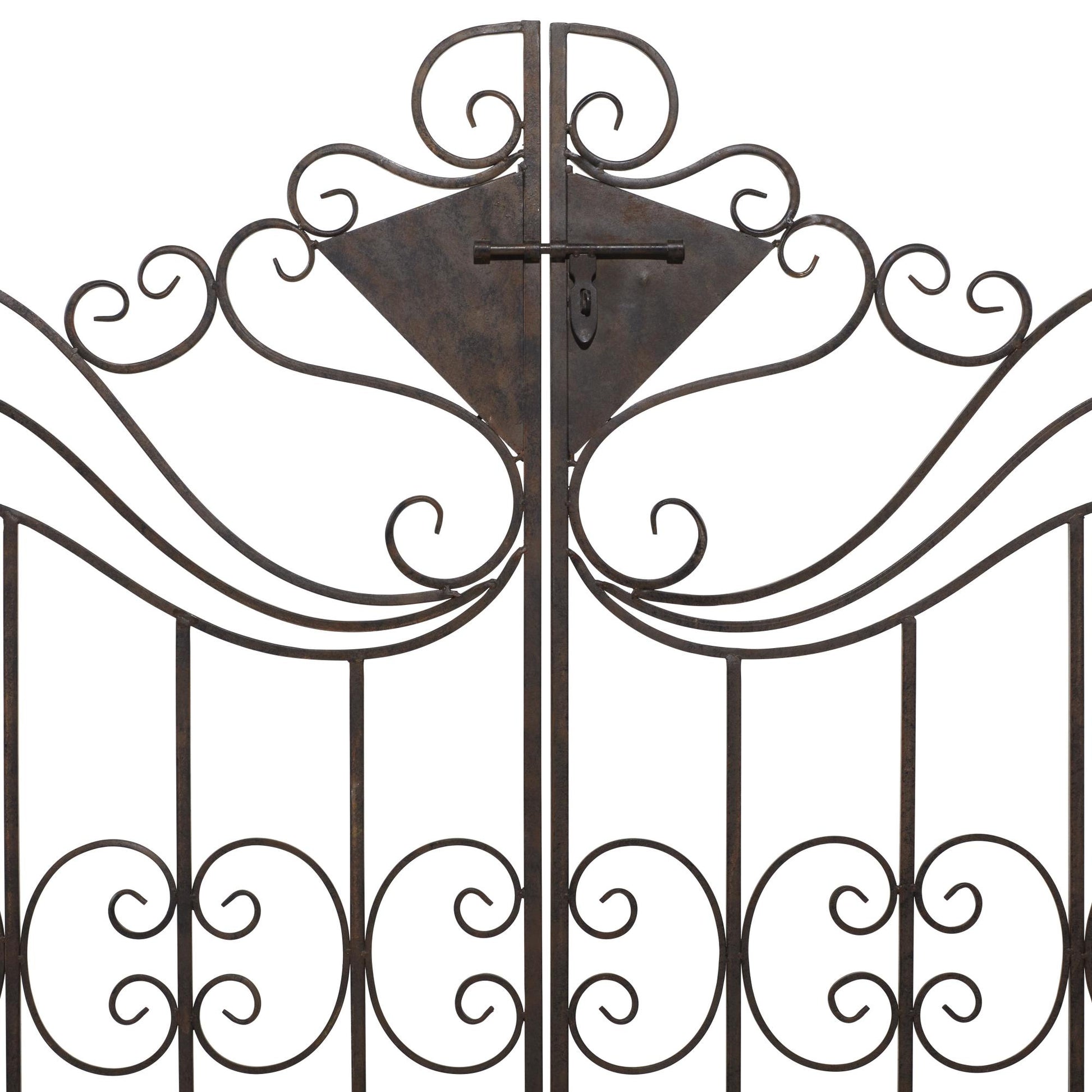 Scroll Bronze Metal Indoor Outdoor Arched Gate Indoor Outdoor Garden Arbor with Pillars and Latch Lock Closure
