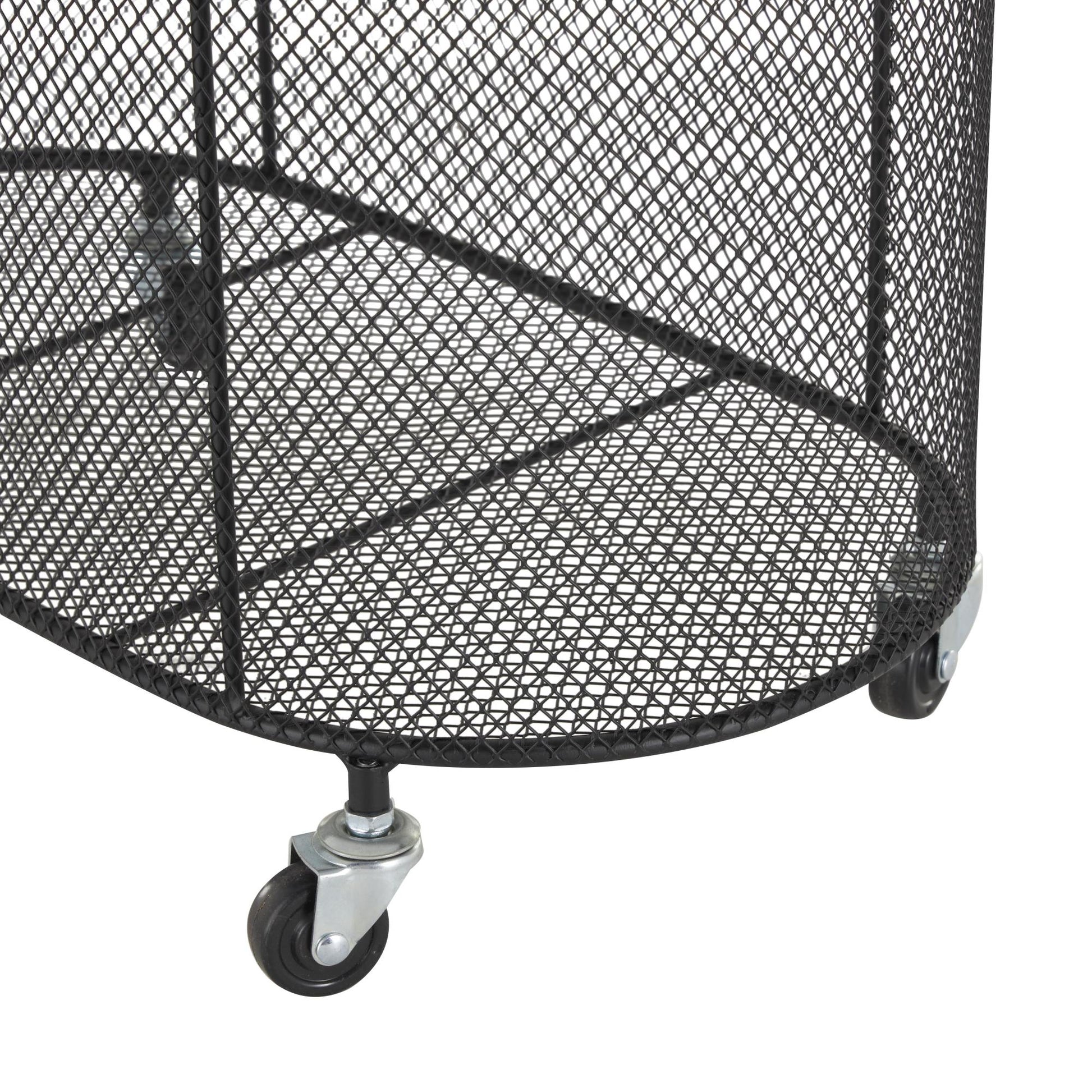 Metal Oval Mesh Wire Rolling Laundry Mobile Storage Cart with Ring Handles