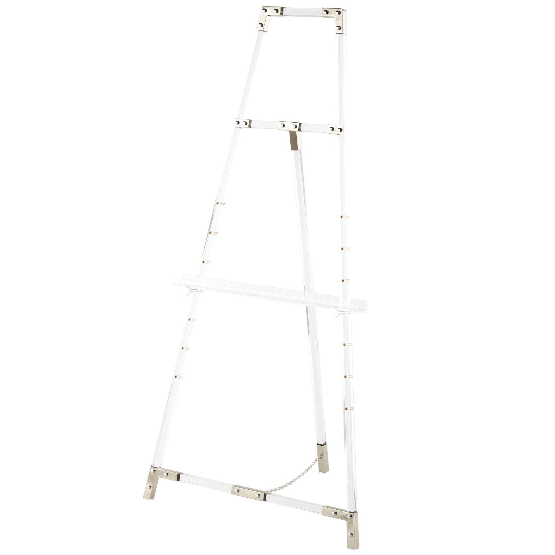Acrylic Plastic Adjustable 7 Tier Display Easel with Gold Accents and Chain Support 24" x 20" x 57"