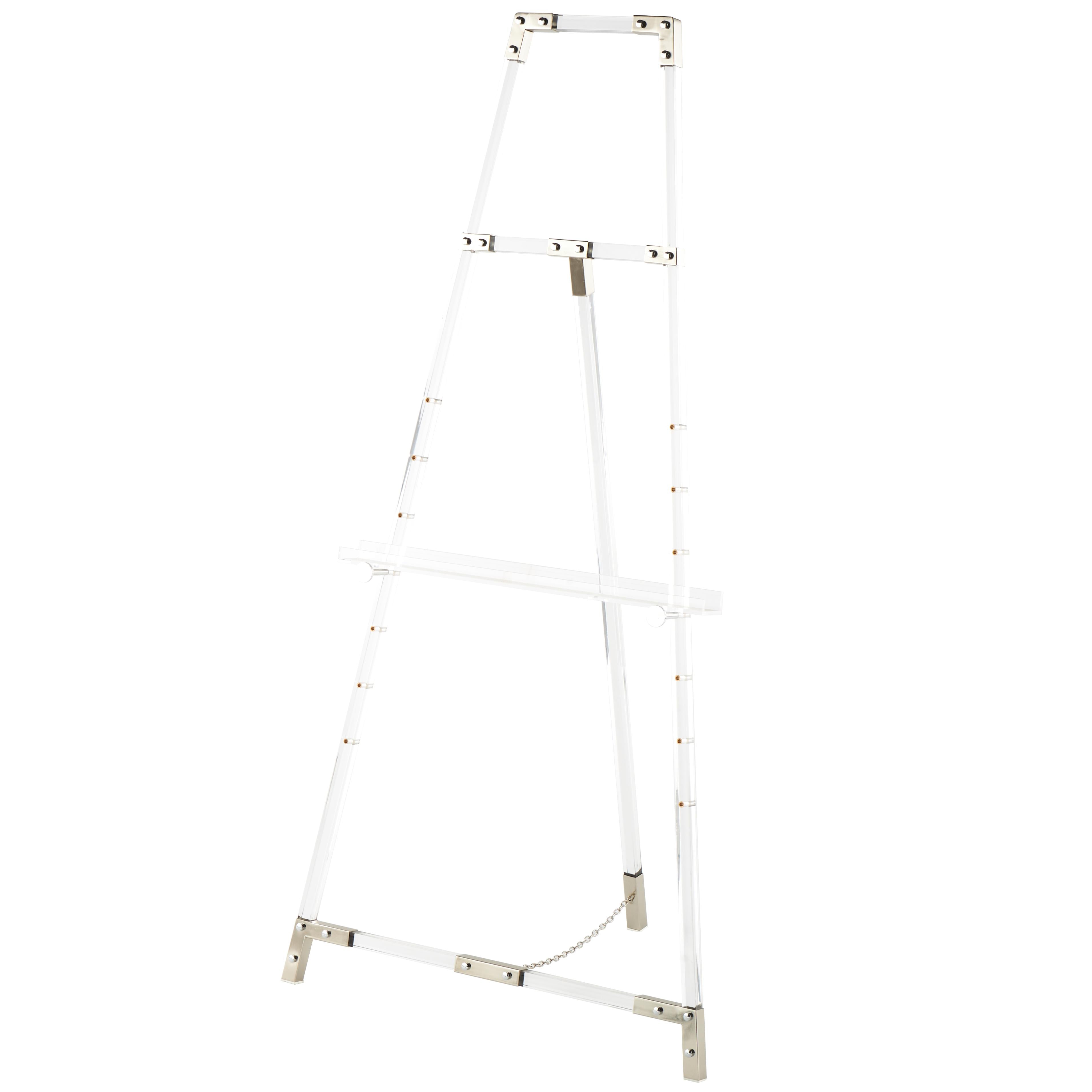 Acrylic Plastic Adjustable 7 Tier Display Easel with Gold Accents and Chain Support 24" x 20" x 57"