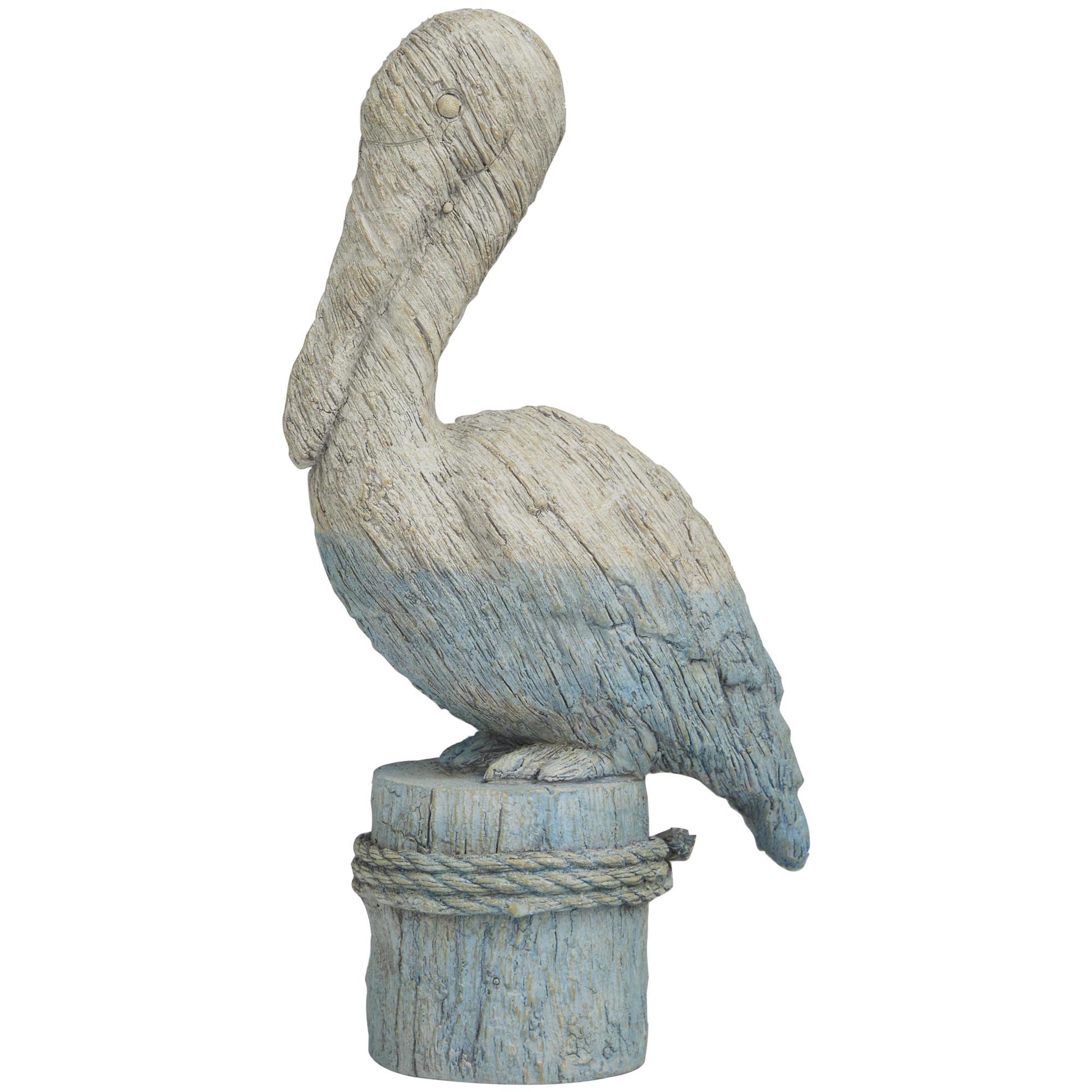 Bird Blue Polystone Textured Ombre Decorative Sculpture with Rope Details