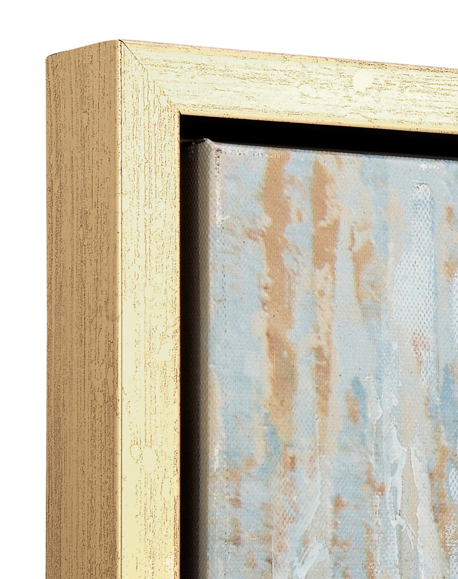 Tree Blue Canvas Abstract Living Room Framed Wall Art with Gold and Copper Accents