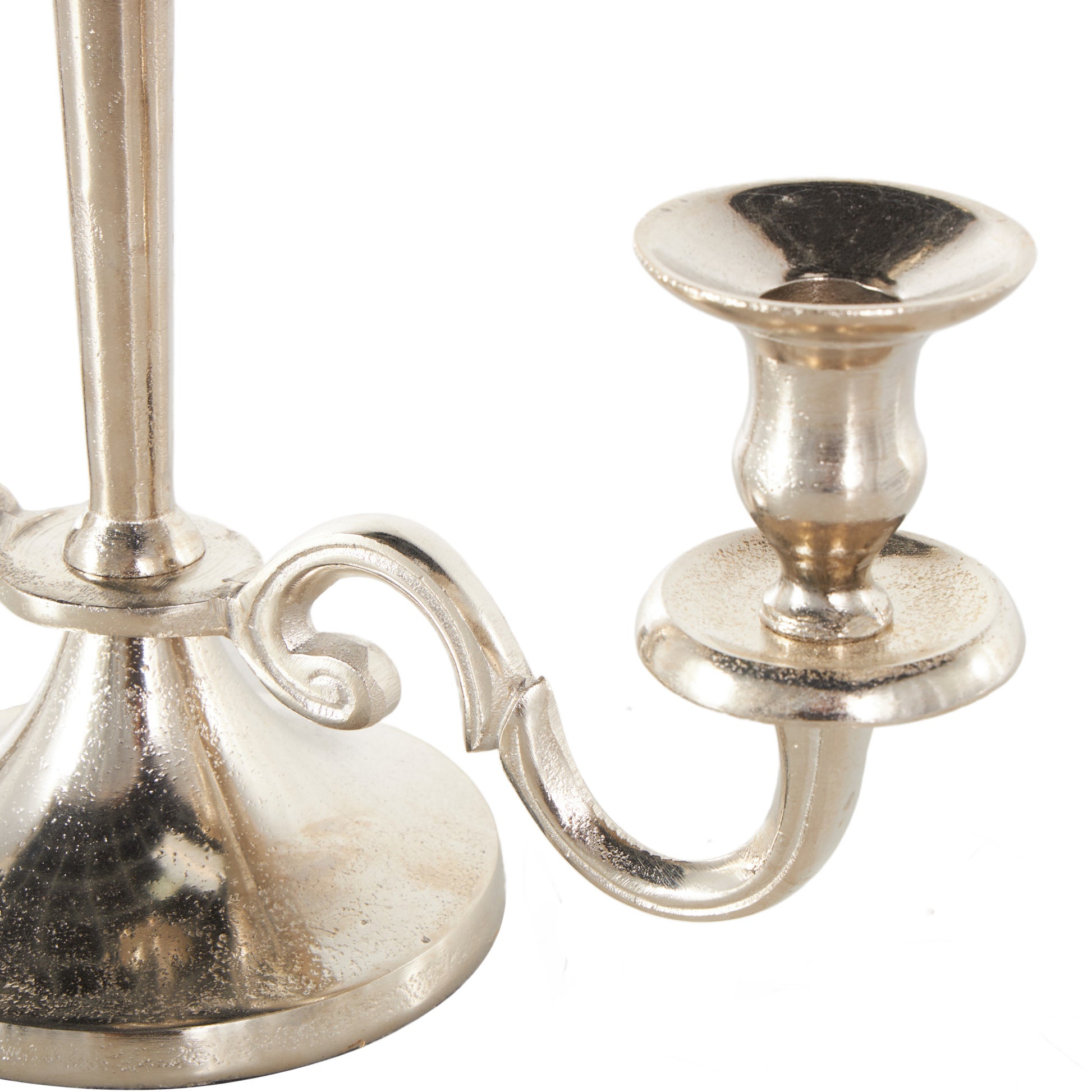 Scroll Silver Aluminum Metal Decorative Candelabra
