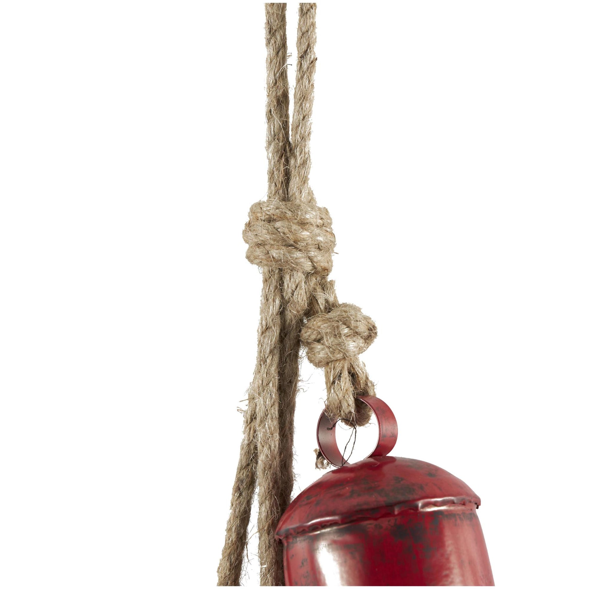 Metal Tibetan Inspired Indoor Outdoor Decorative Cow Bells with 4 Bells on Jute Hanging Rope