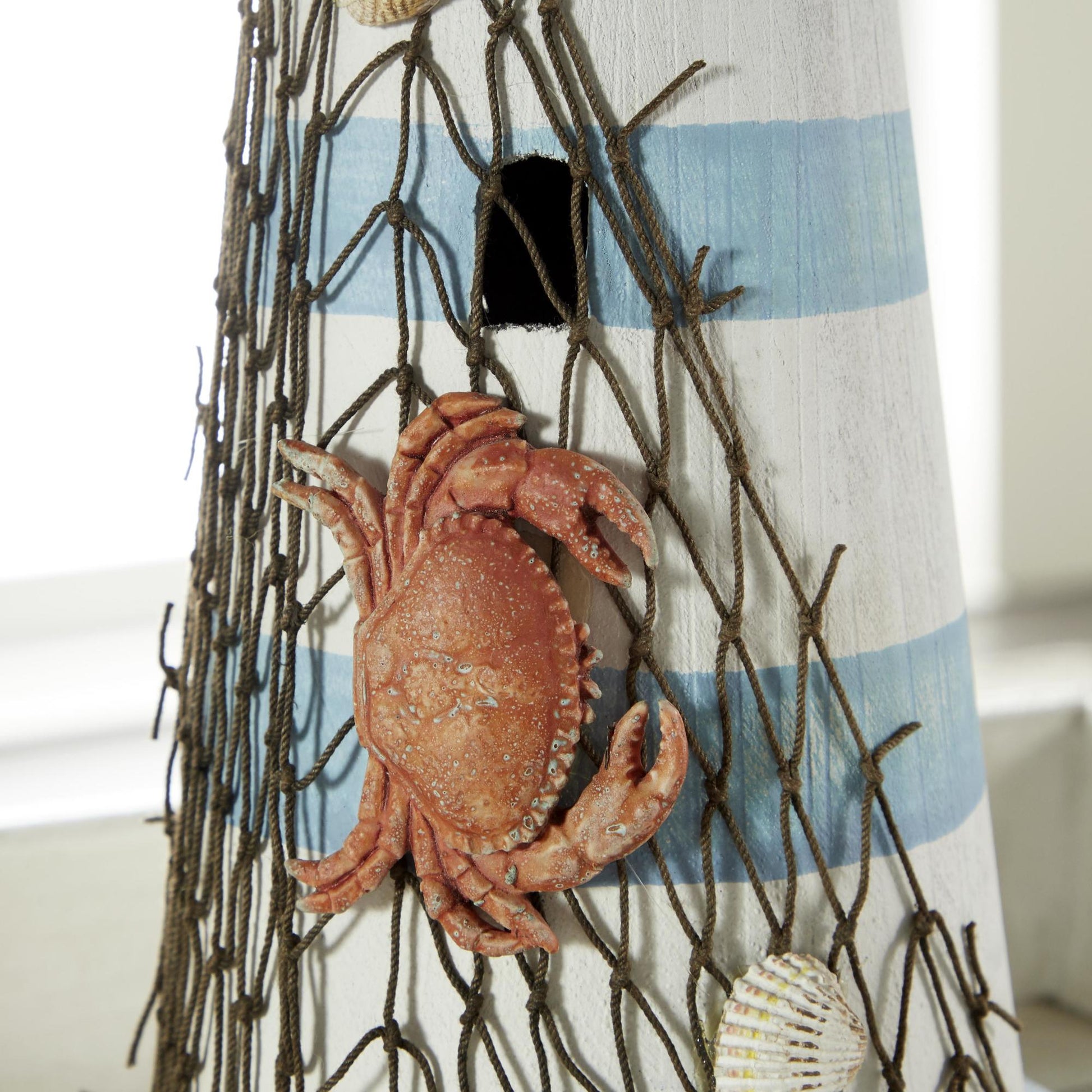 Light House Blue Wood Decorative Sculpture with Netting