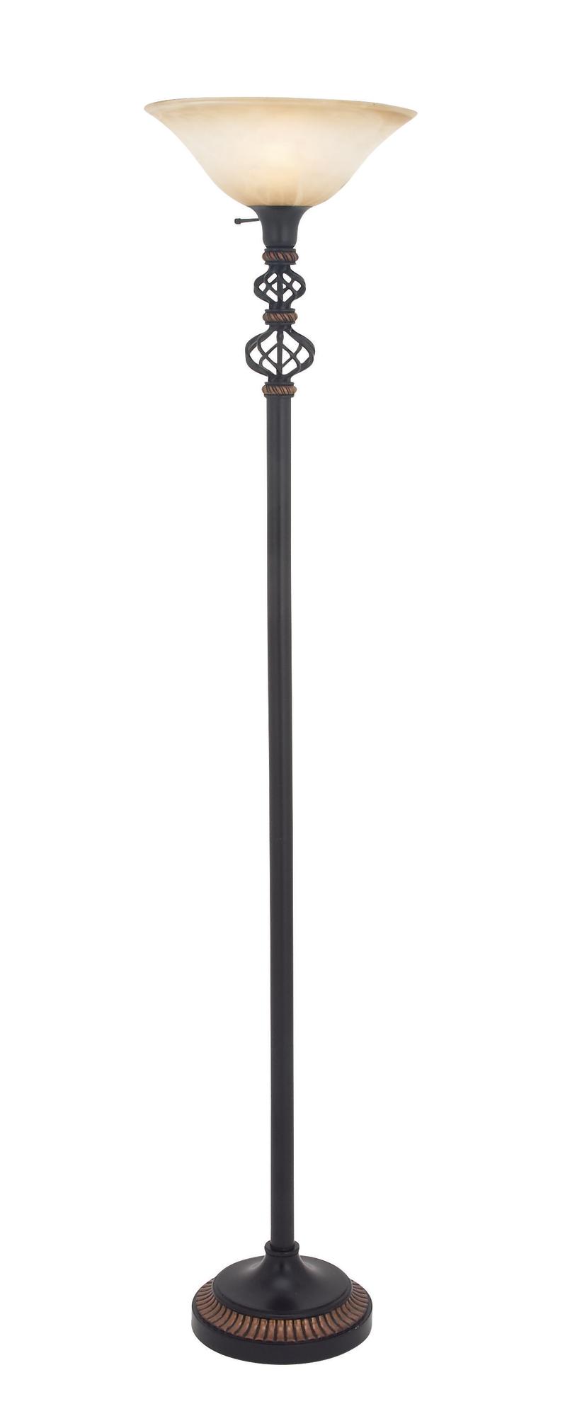 Scroll Black Metal Antique Style Room Torchiere