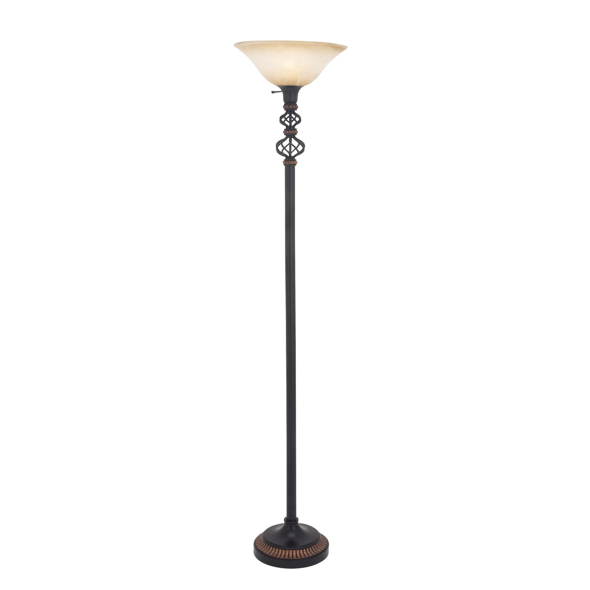 Scroll Black Metal Antique Style Room Torchiere