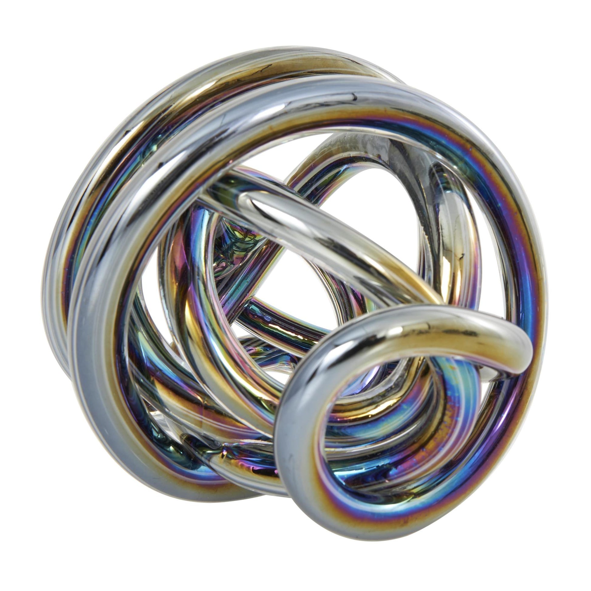 Set of 3 Knot Glass Handmade Knotted Ball Decorative Sculpture