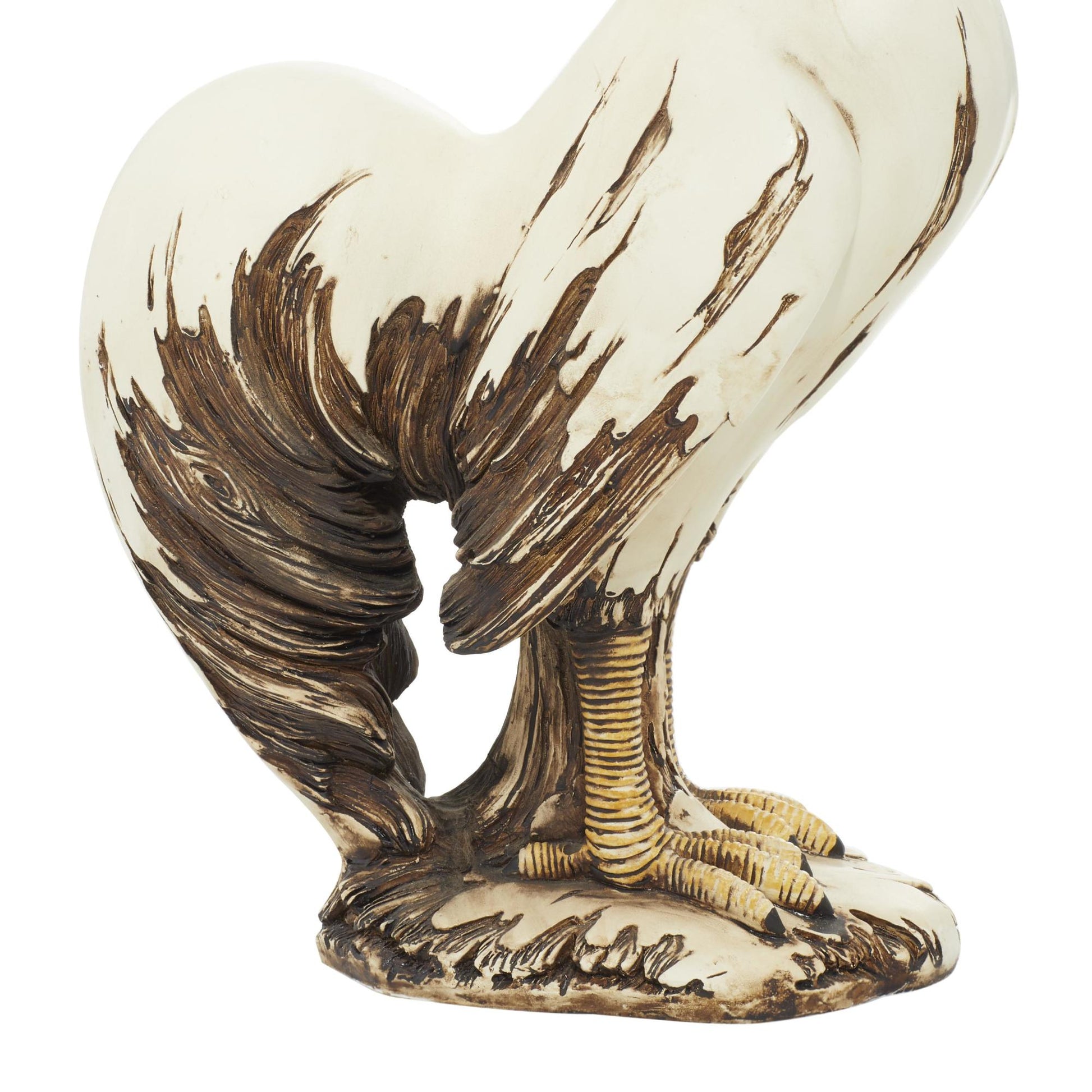 Rooster White Polystone Indoor Outdoor Decorative Garden Sculpture