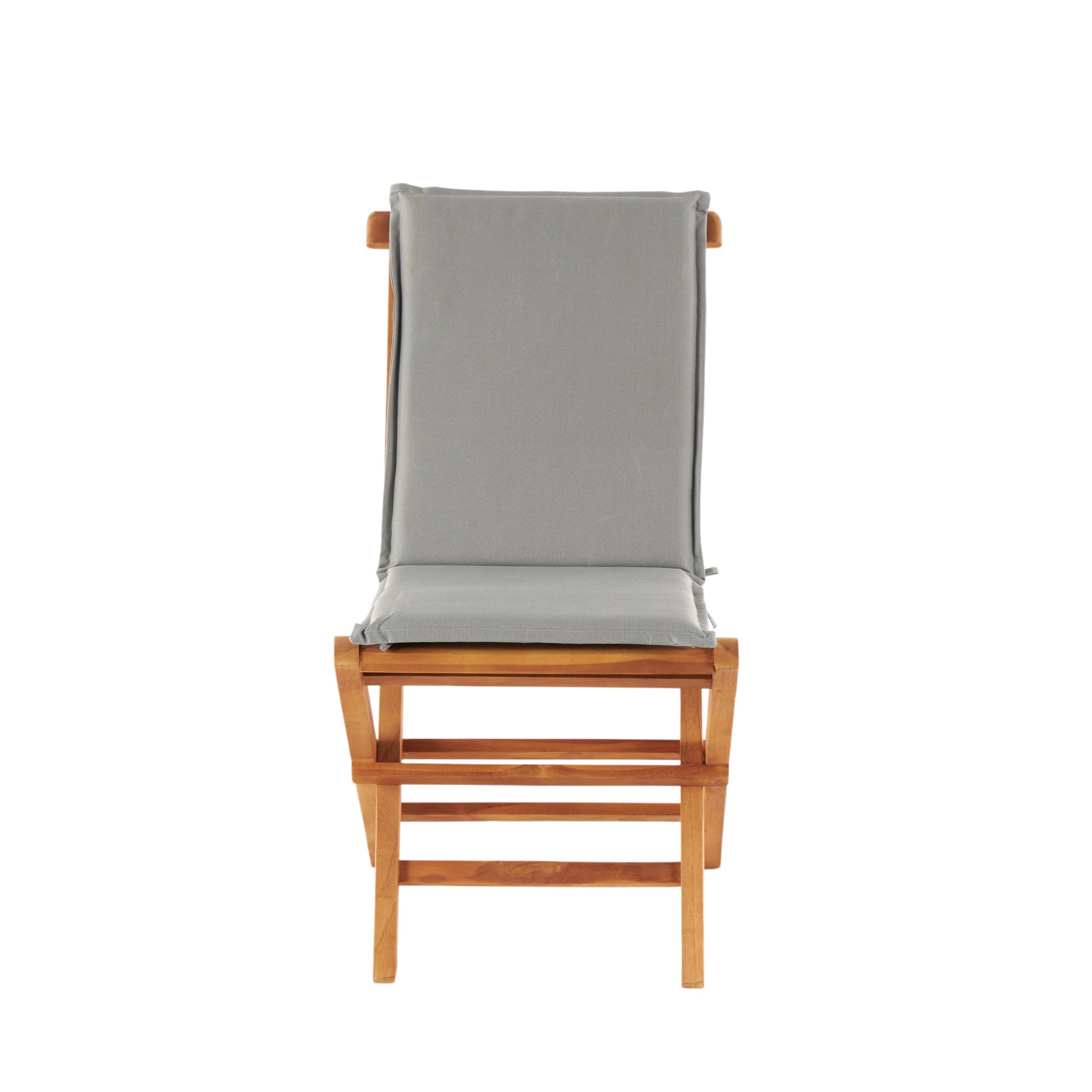 Set of 2 Brown Teak Wood Folding Patio Outdoor Dining Chair with Cushions