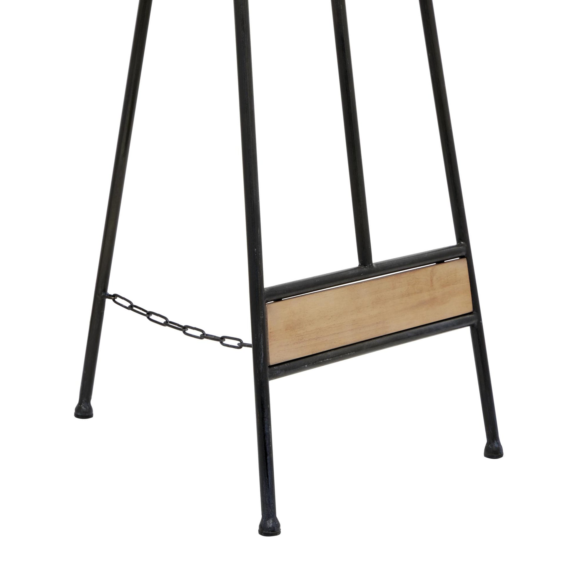 Black Metal Tall Adjustable 3 Tier Display Easel with Chain Support and Wood Accents