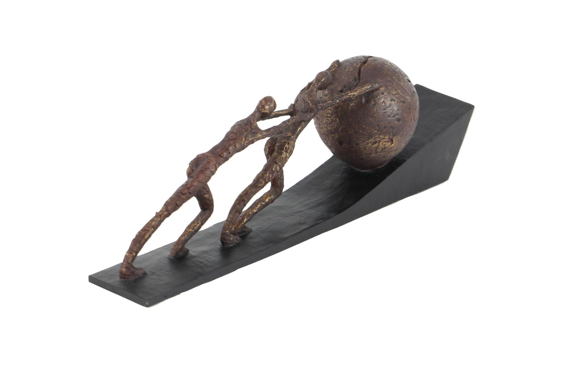 People Brown Polystone Decorative Sculpture with Ball