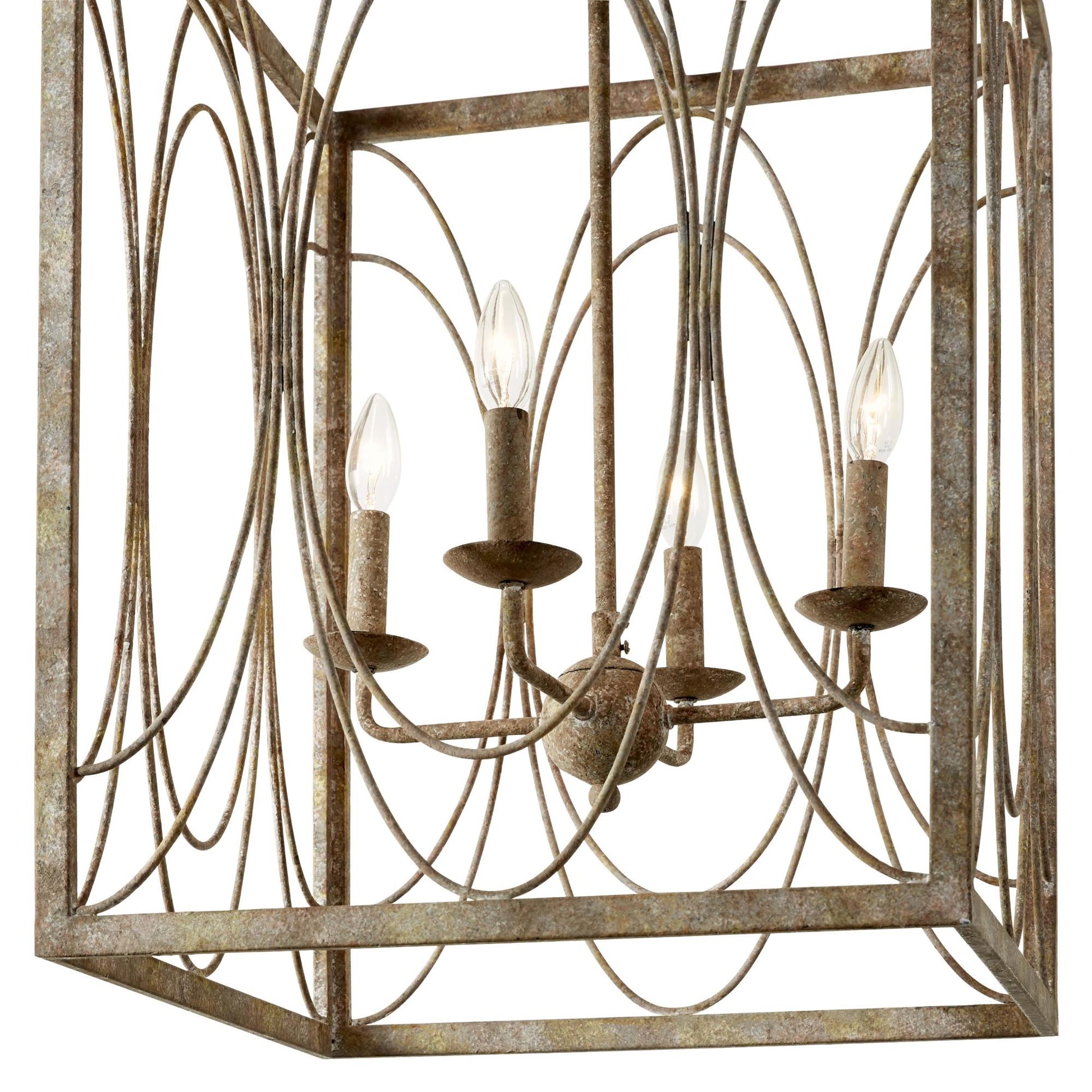 Gold Metal Distressed Caged 8 Light Room Chandelier with Link Style Chain