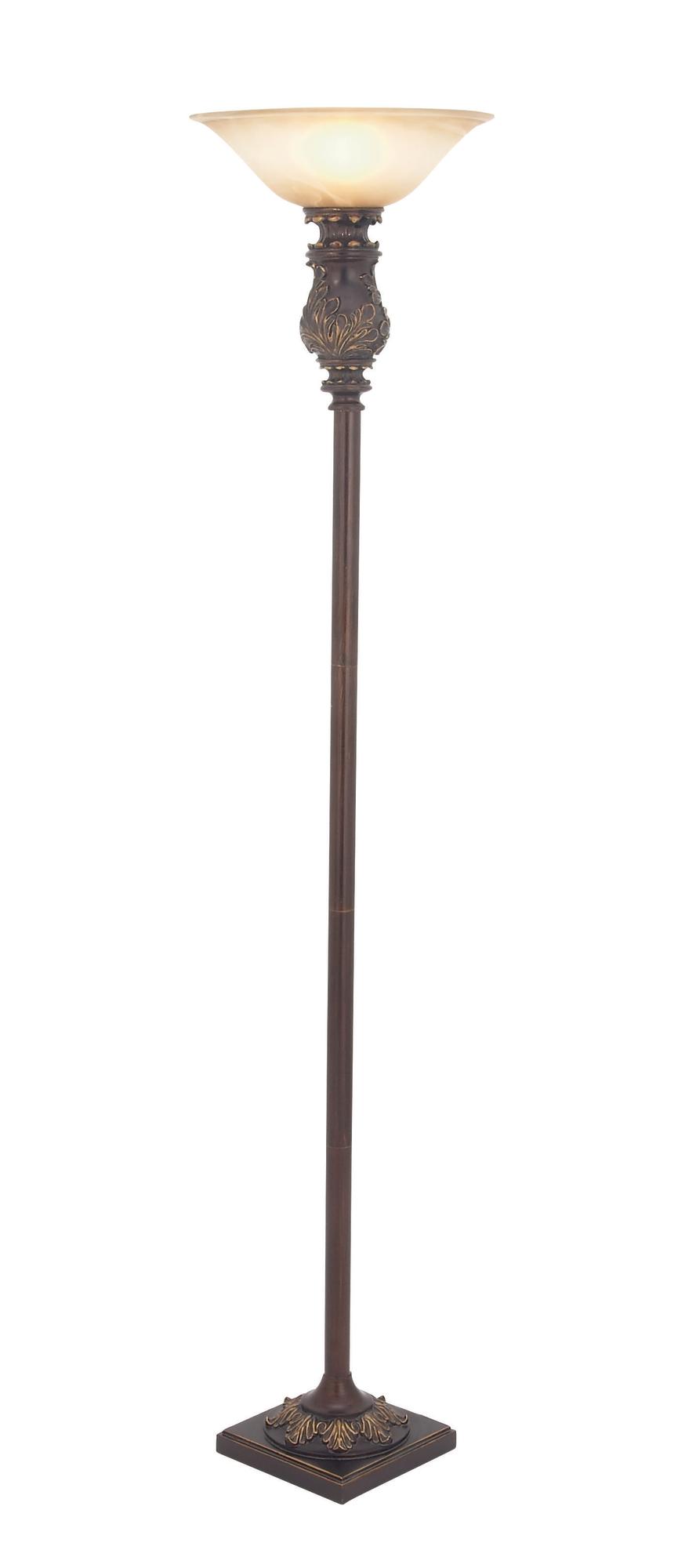 Scroll Brown Metal Antique Style Room Torchiere