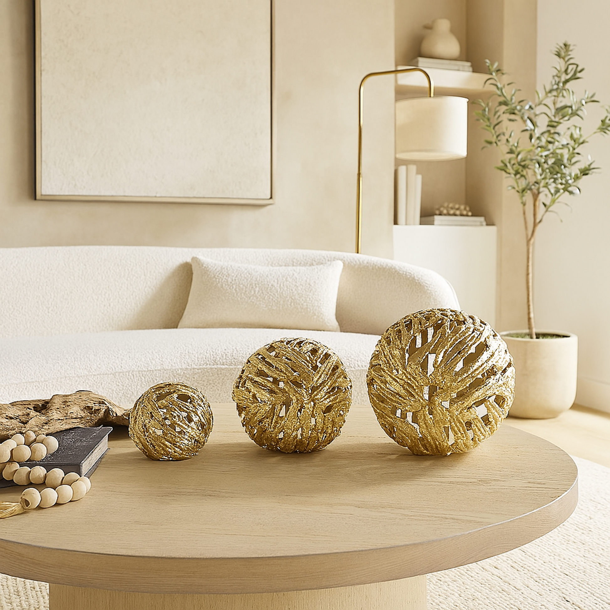 Set of 3 Abstract Aluminum Metal Metallic Cutout Decorative Orbs & Vase Filler