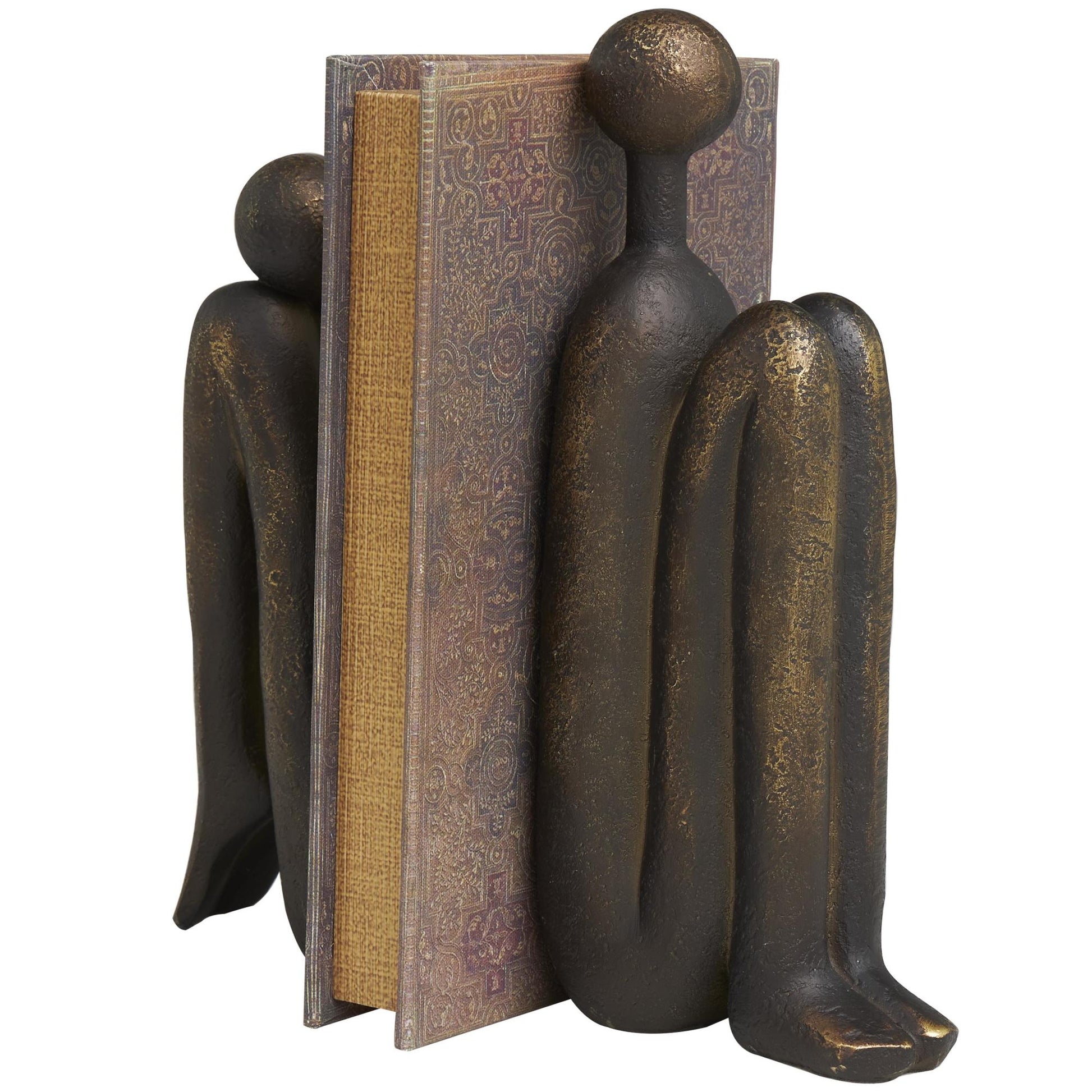 Set of 2 People Polystone Decorative Bookends