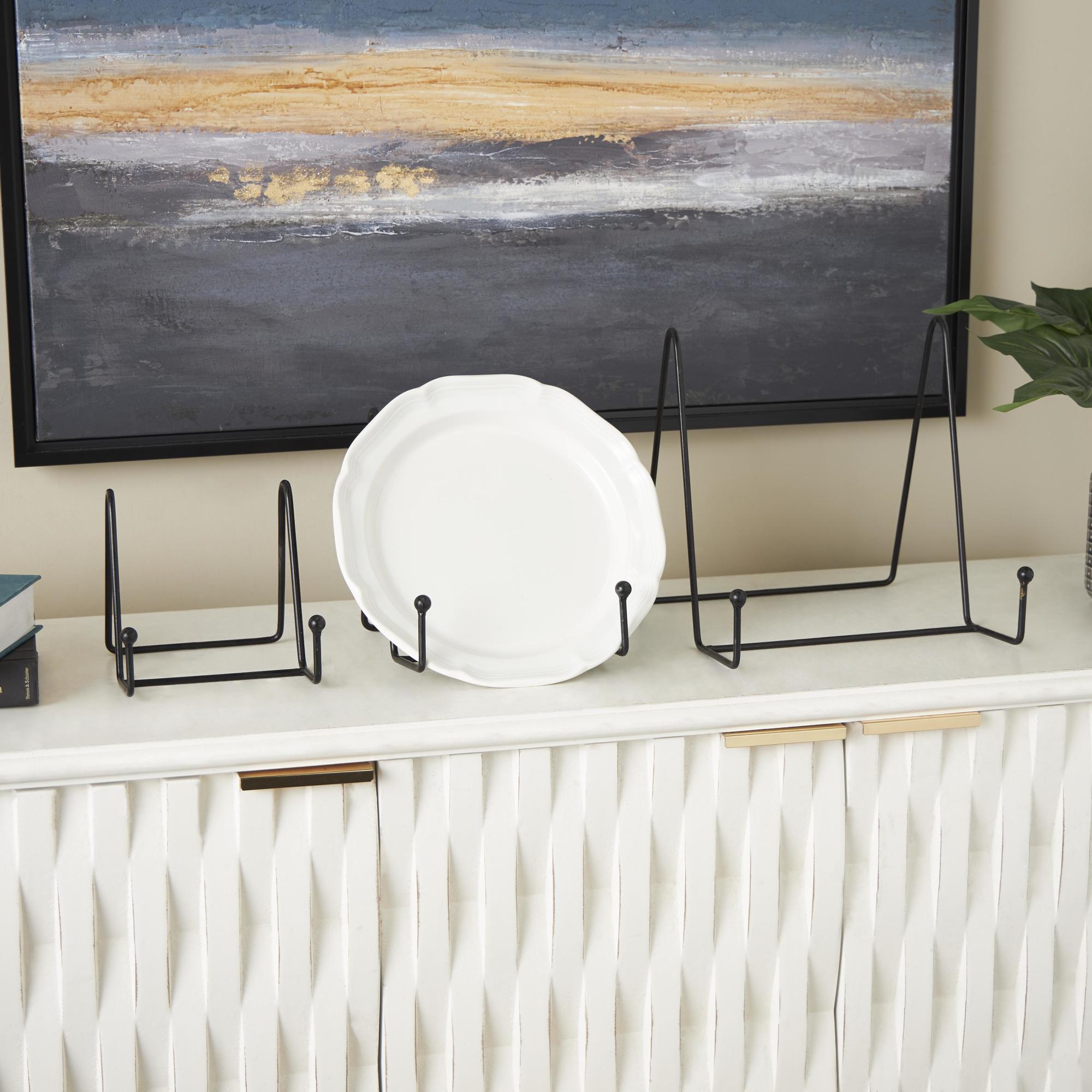 Set of 3 Black Metal Wide Tabletop Triangle Display Easel with Ball Accents