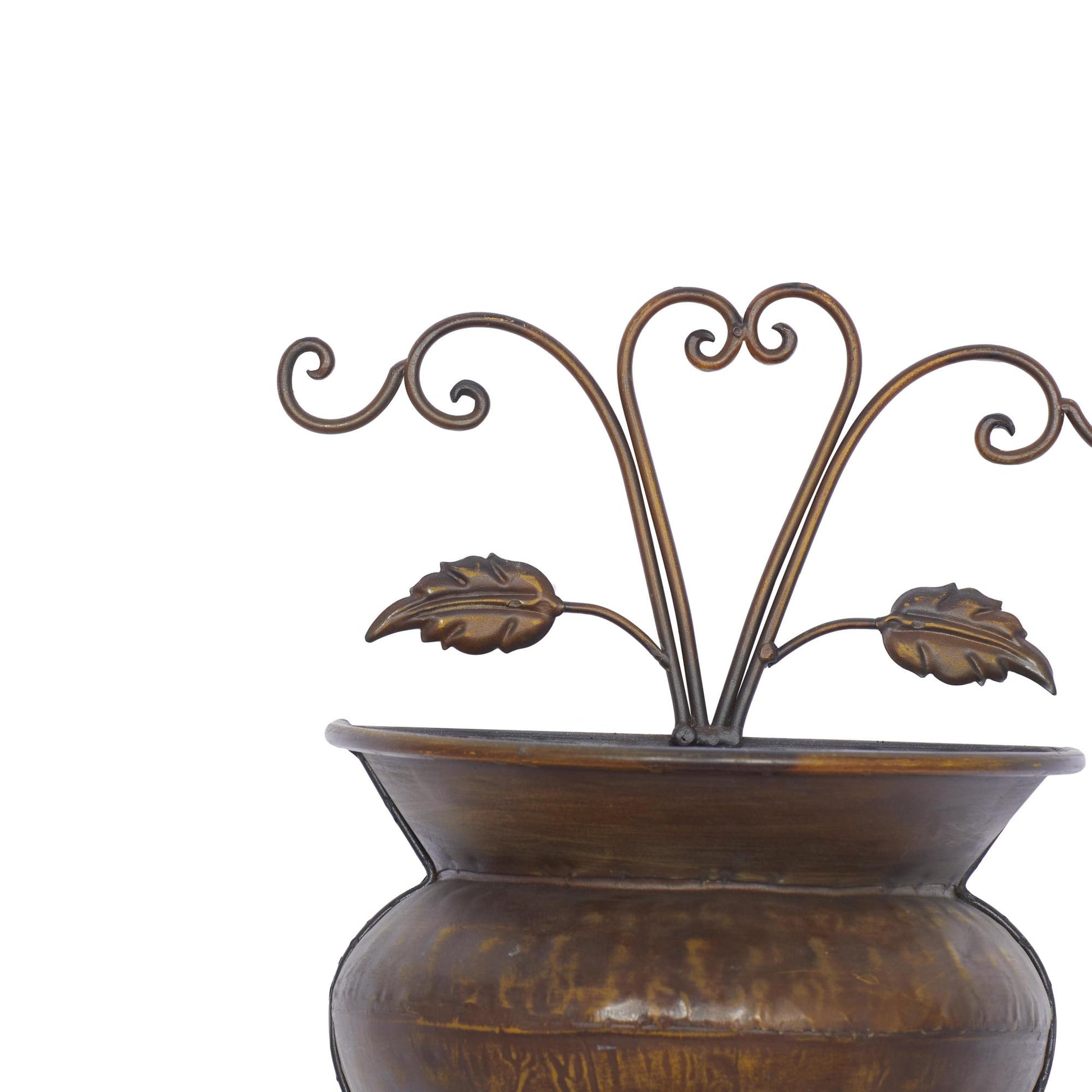 Scroll Brown Metal Indoor Outdoor Wall Planter