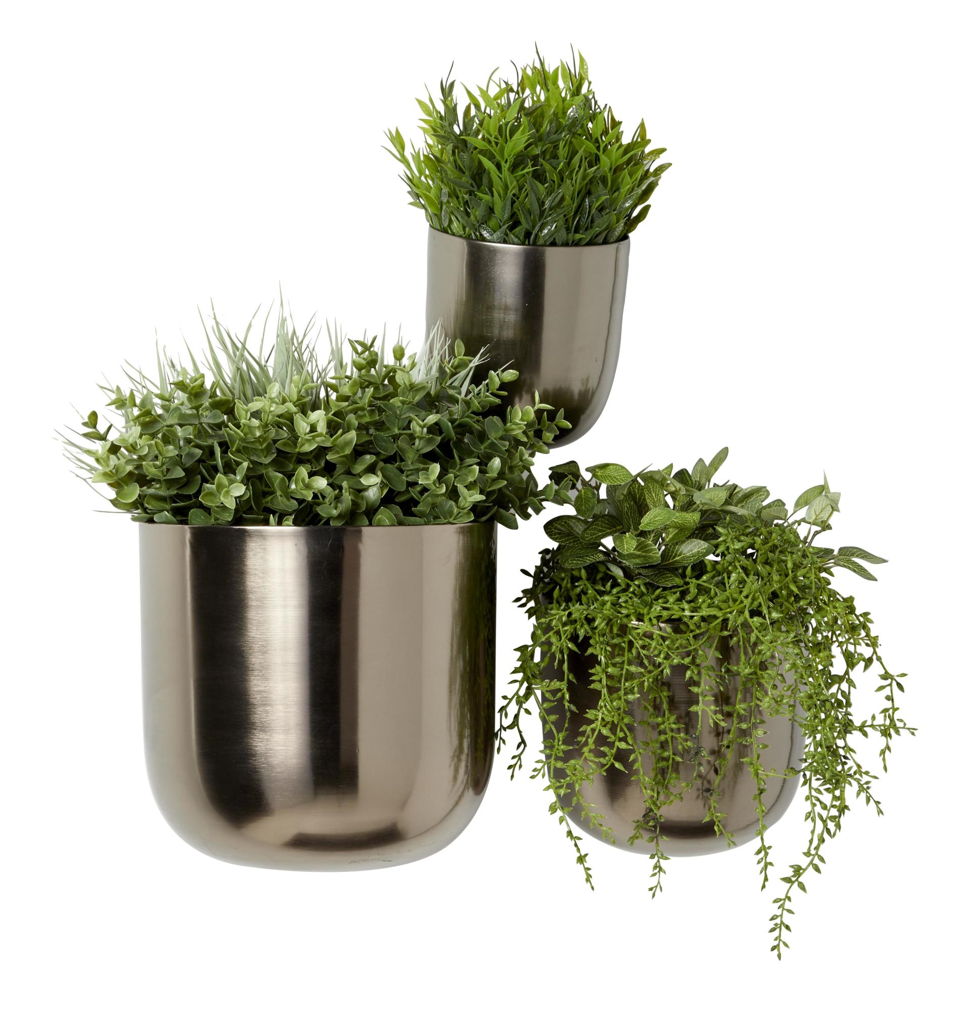 Set of 3 Metal Floating Indoor Outdoor Wall Planter