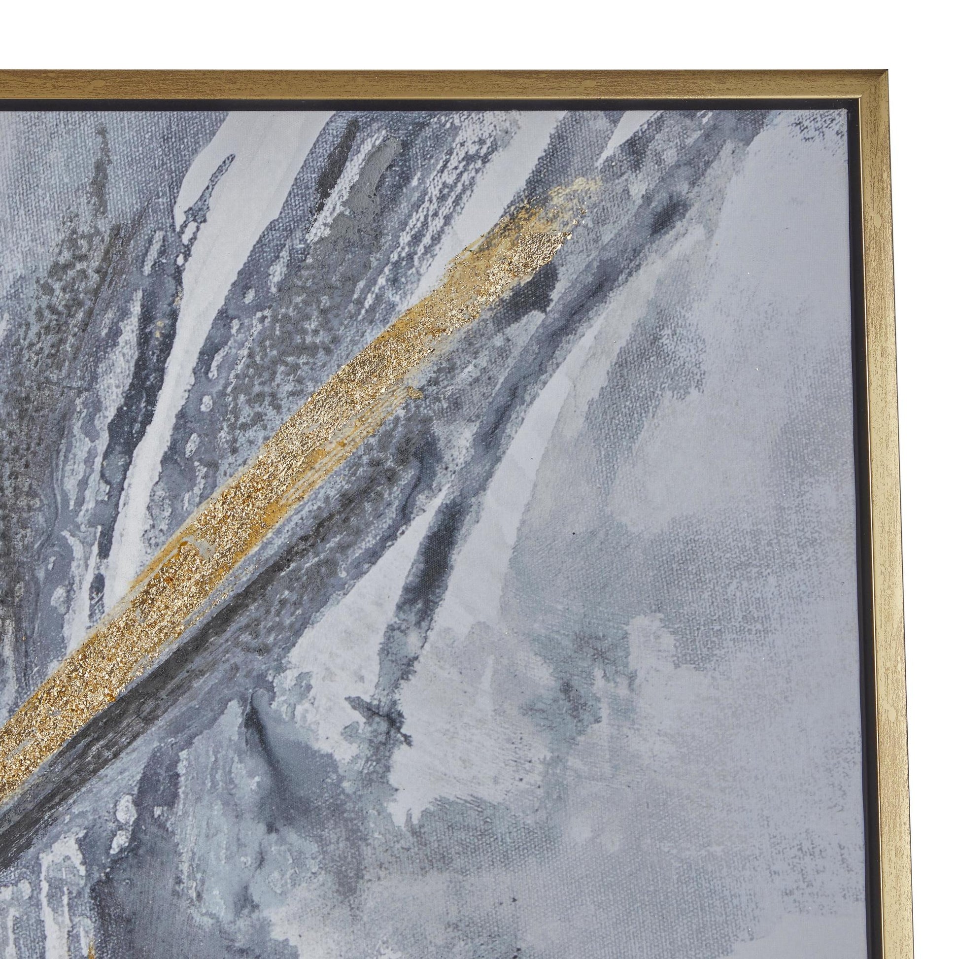 CosmoLiving by Cosmopolitan Abstract Gold Canvas Living Room Framed Wall Art with Gold Frame