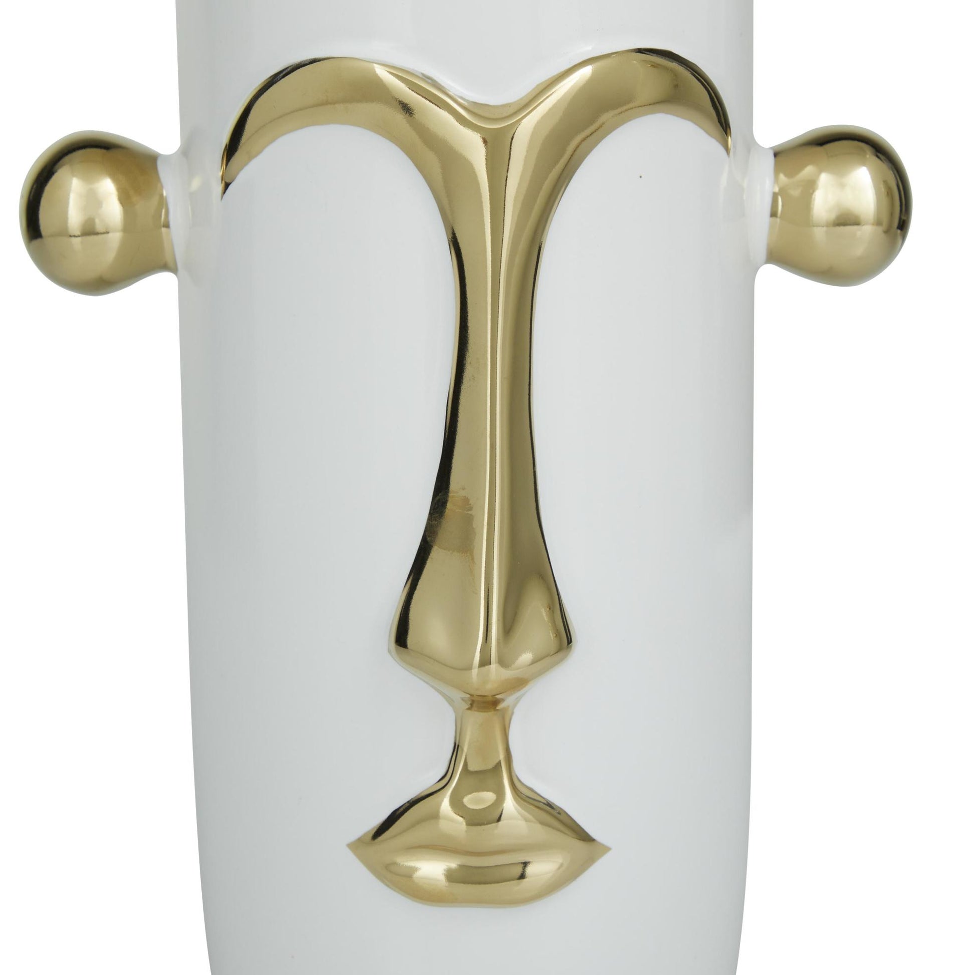 Set of 2 Face Ceramic Abstract Decorative Vase with Gold Details