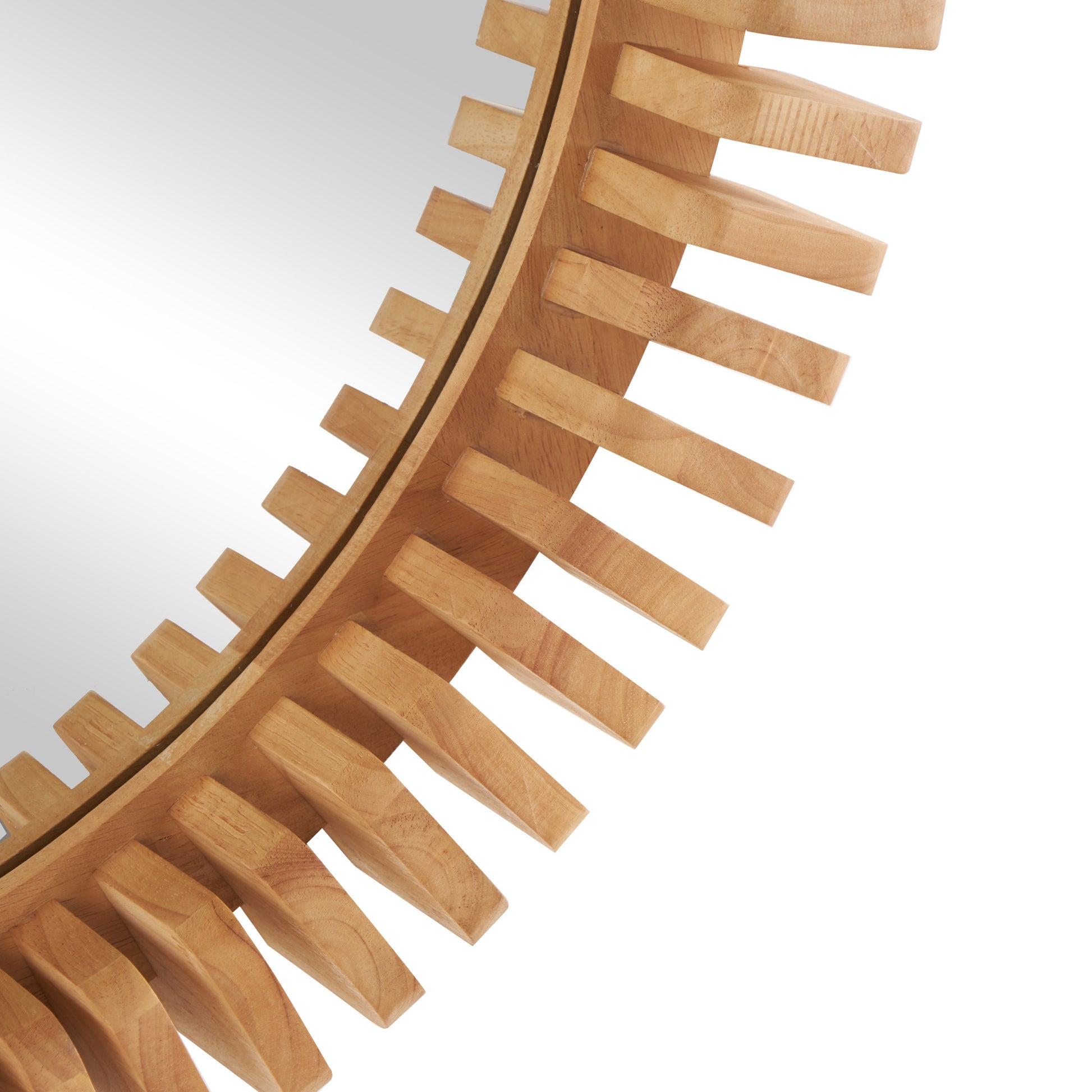 Brown Wood Handmade Room Wall Mirror with Spiral Edges